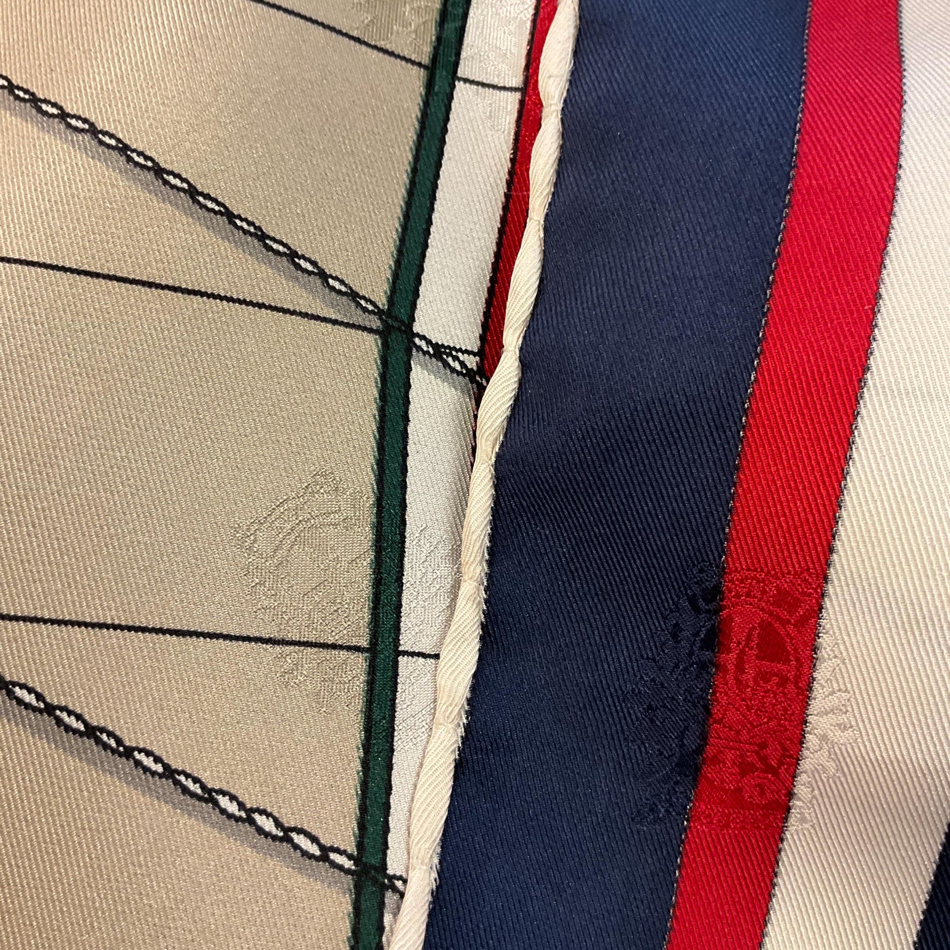 Vintage DAKS Signature Large Pure Silk Nautical Scarf in shades of Red, Green, Blue, Yellow, and Cream