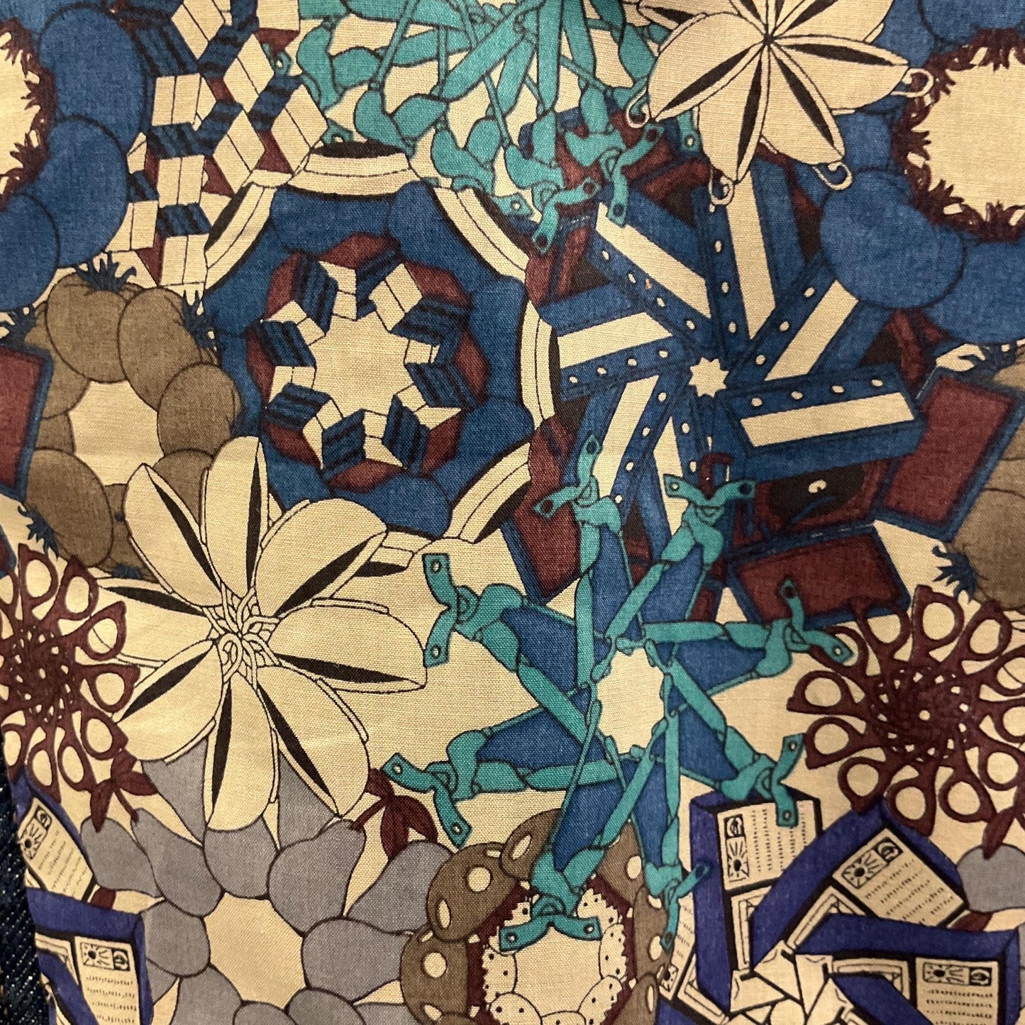 Unique Upcycled Vintage Phase Eight Dark Denim Jacket with Liberty ‘Mauvey’ Tana Lawn Cotton, UK size 14
