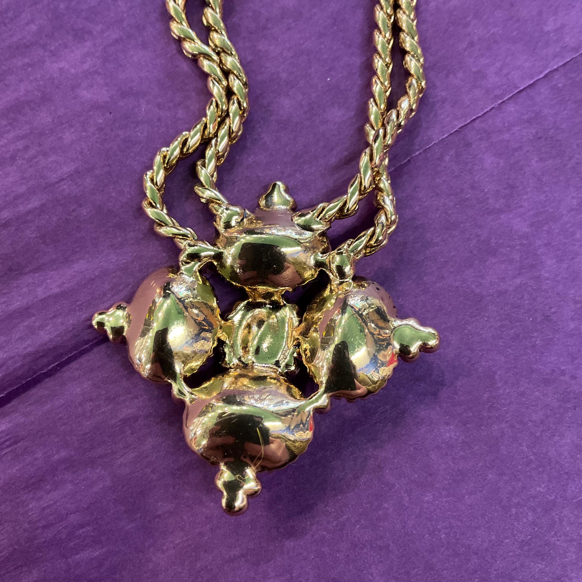 Vintage Butler and Wilson Rainbow Crystal Diamond Necklace , Gold tone with facted crystals and Aurora Borealis rhinestones