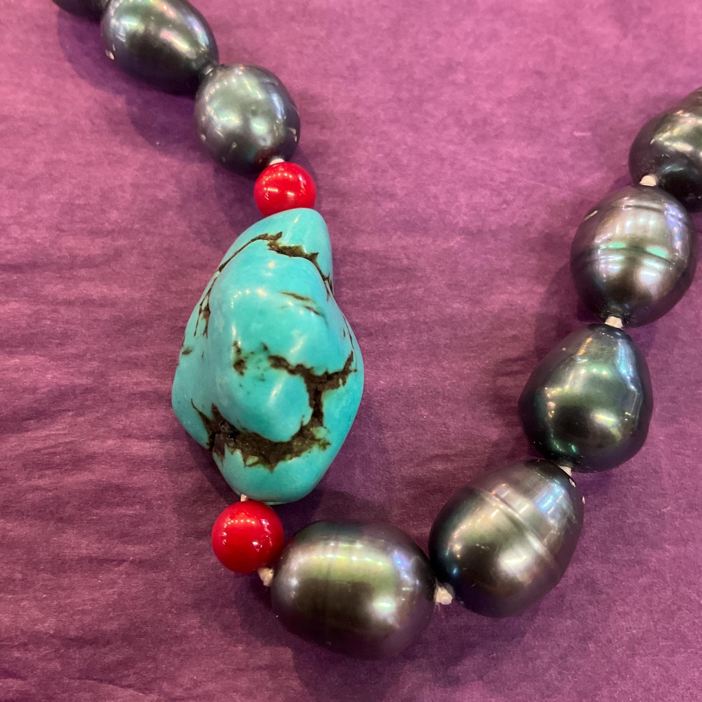 Vintage Flapper Length Fresh Water Pearl, Jade , Amethyst, Turquoise and Carnelian Beaded Gemstone Necklace