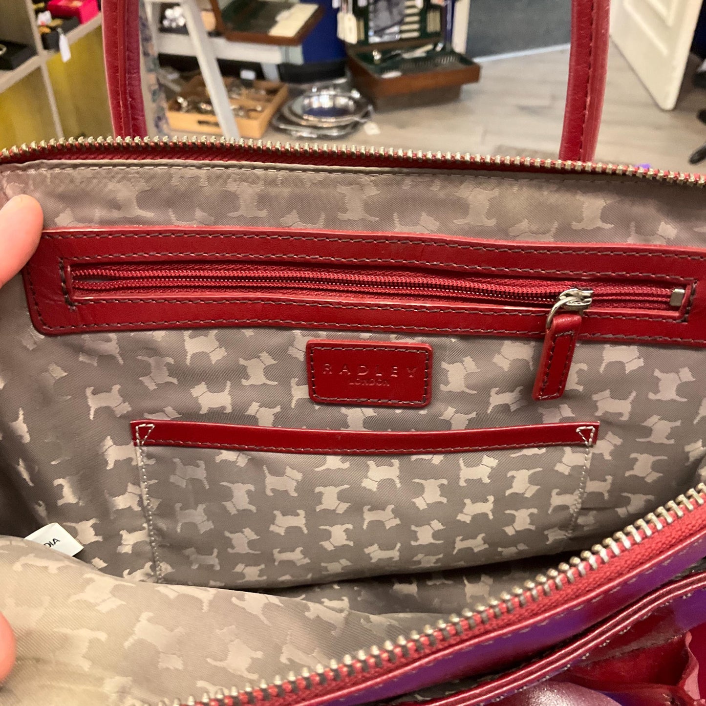 Vintage RADLEY Retro Style Red ‘Aldgate’ Leather Top Handled Bag with bag charm, rarely used