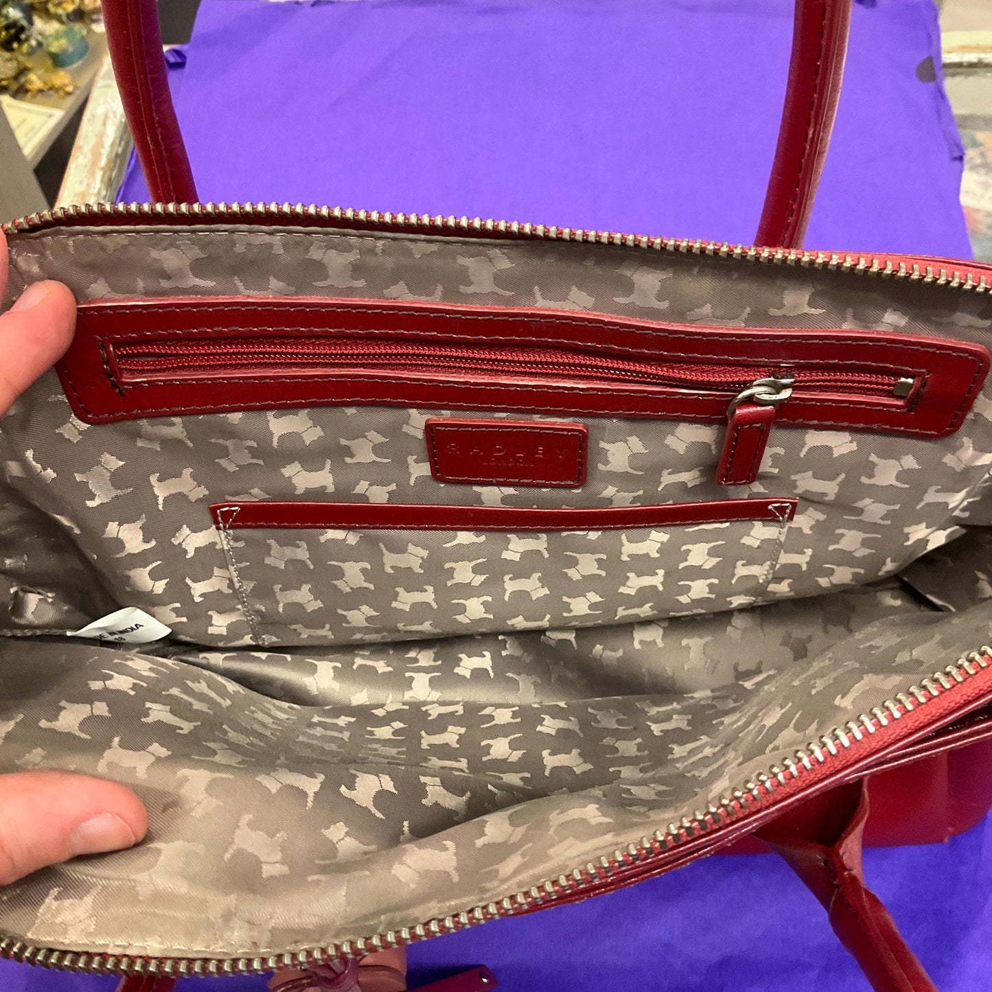 Vintage RADLEY Retro Style Red ‘Aldgate’ Leather Top Handled Bag with bag charm, rarely used