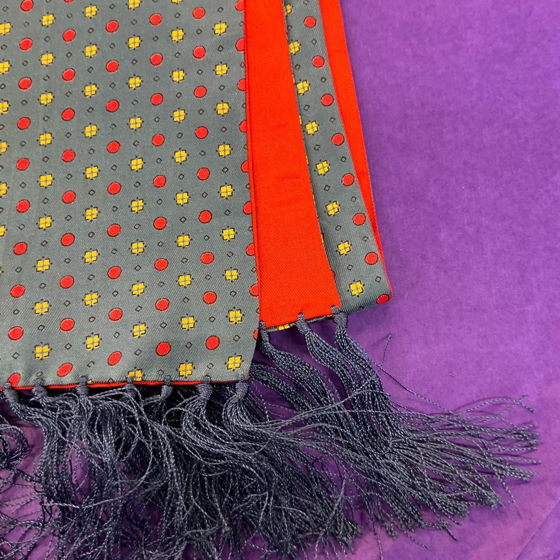 Vintage Mid Century Gents SAMMY Rayon Fringed Silky Scarf, gifts for men, Father’s Day