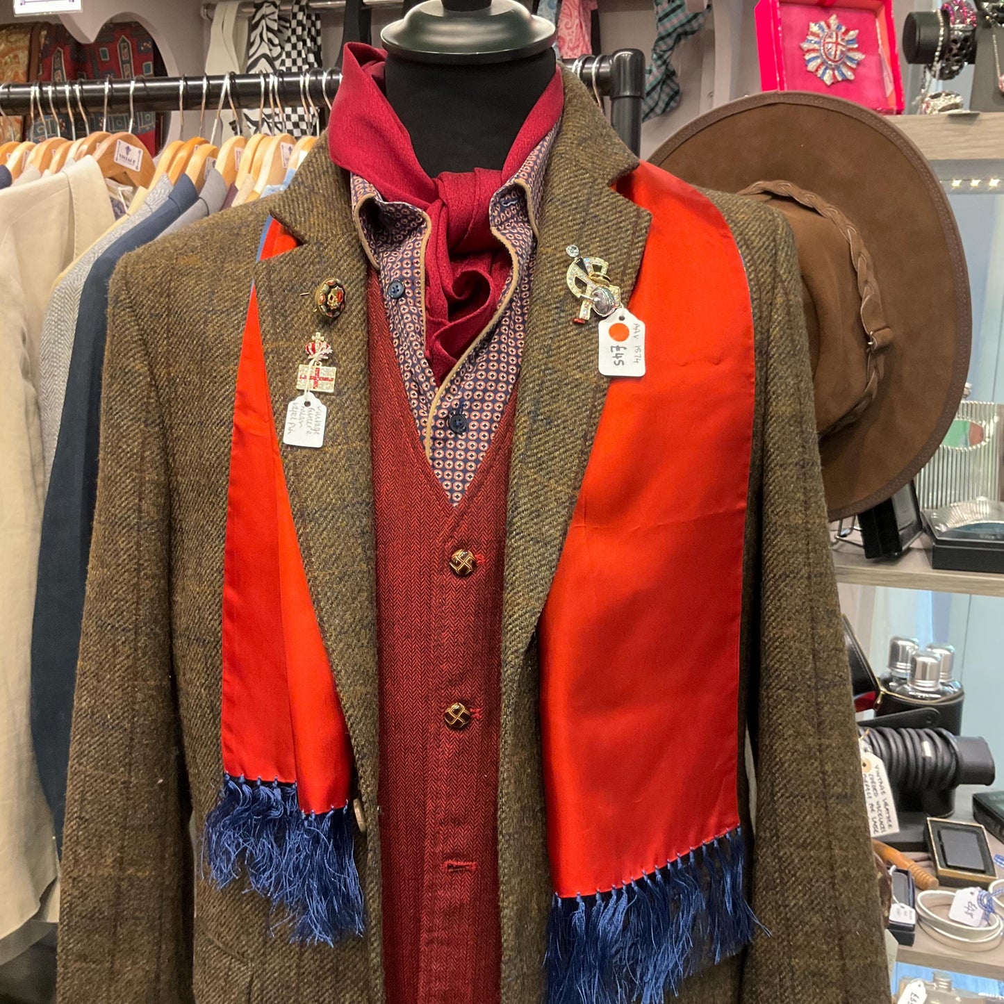 Vintage Mid Century Gents SAMMY Rayon Fringed Silky Scarf, gifts for men, Father’s Day