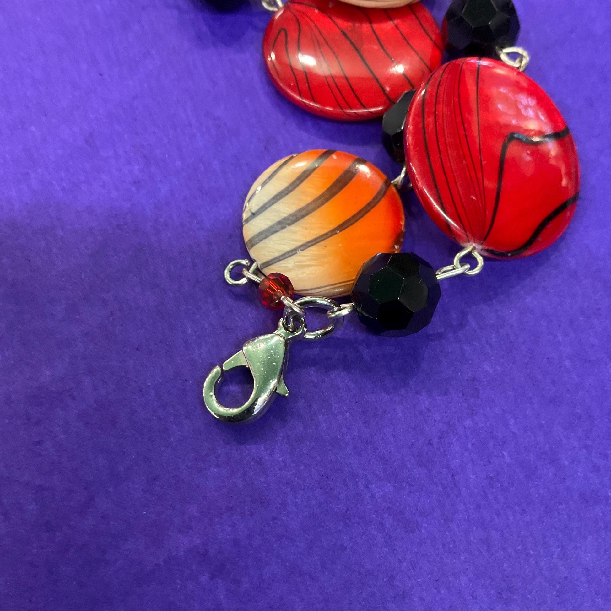 Vintage Butler and Wilson Bohemian Statement Red and Black Floral Necklace, Crystal and resin flowers