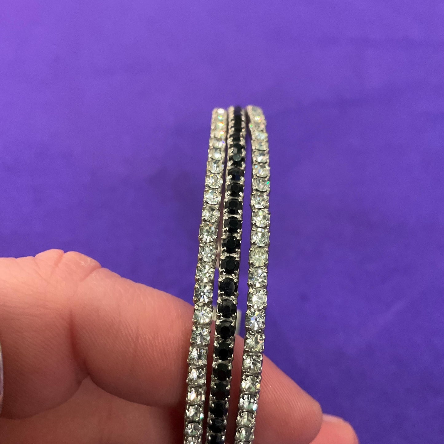 Vintage Butler and Wilson Silver and Black Crystal Art Deco Style Bangle