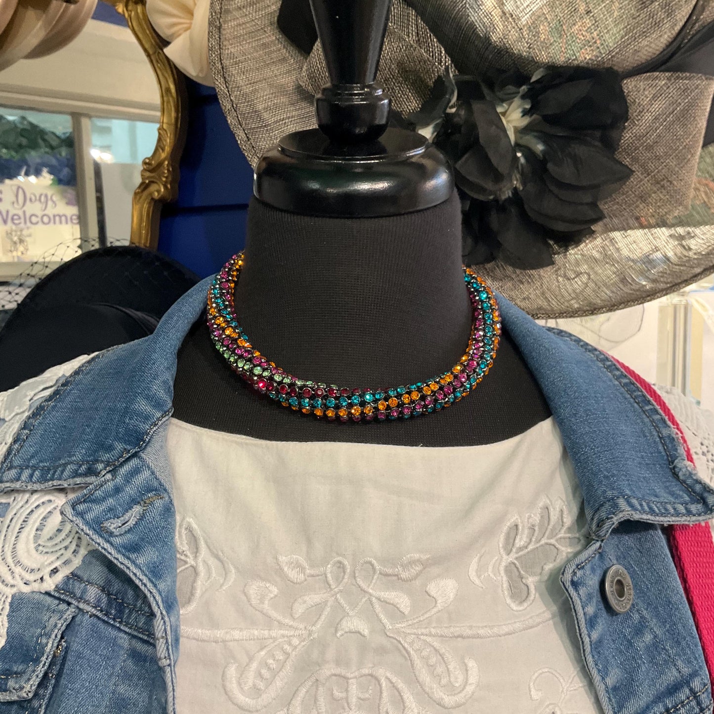 Vintage Butler and Wilson Rainbow Crystal Statement Rope Necklace , Multicoloured rhinestone crystals