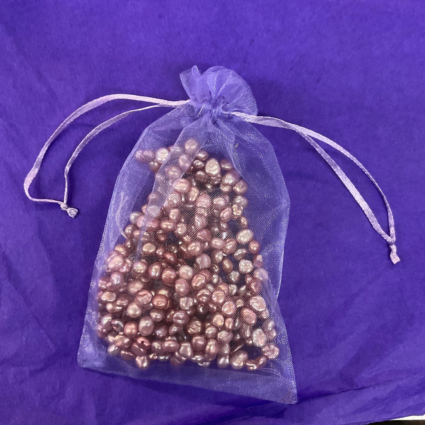 Vintage Flapper Length Pink Fresh Water Pearl Necklace , organic nugget shaped pearls