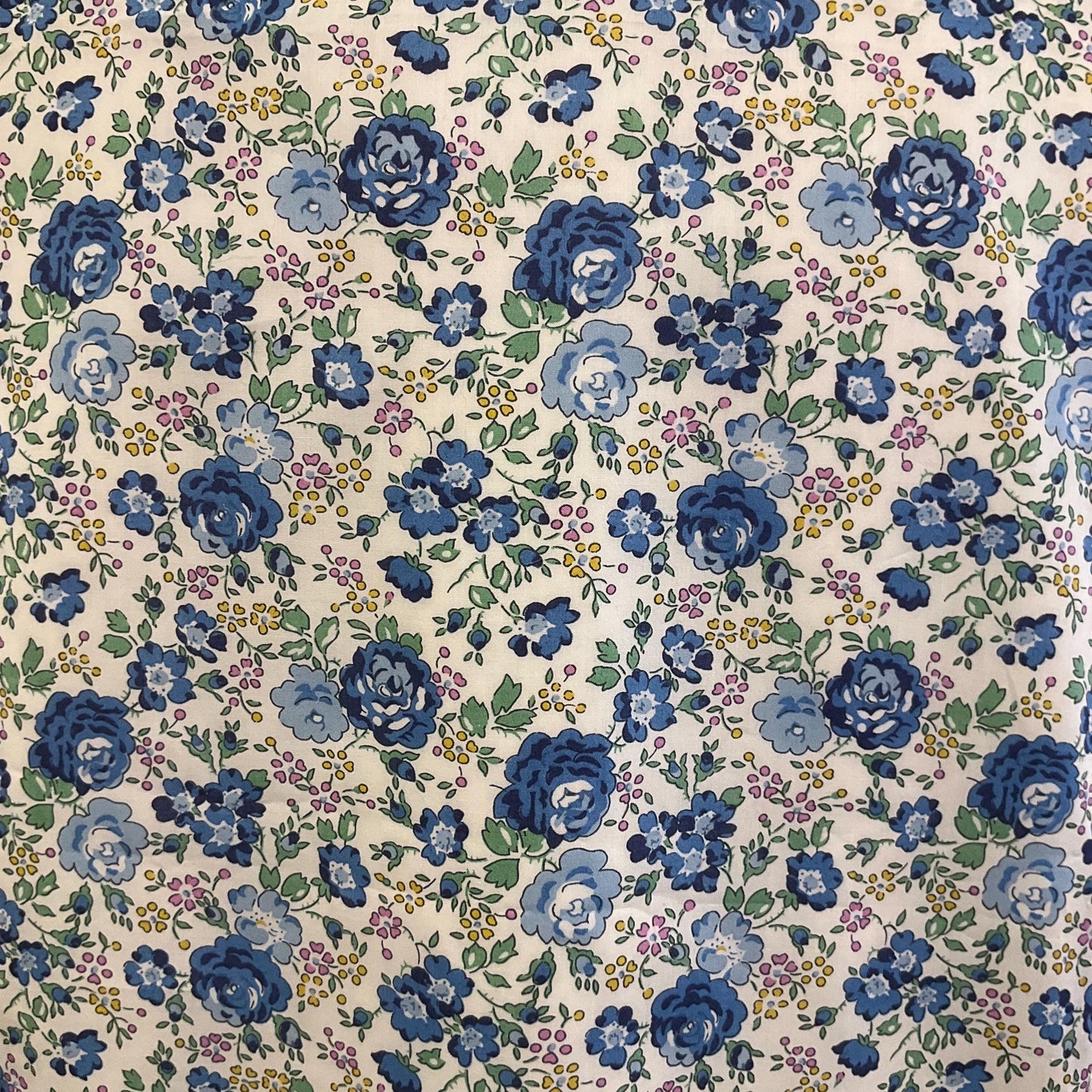 Up- cycled Unique Vintage DKNY JEANS White/Palest Blue Denim Gillet with LIBERTY ‘Felicite’ Tana Lawn, Size M