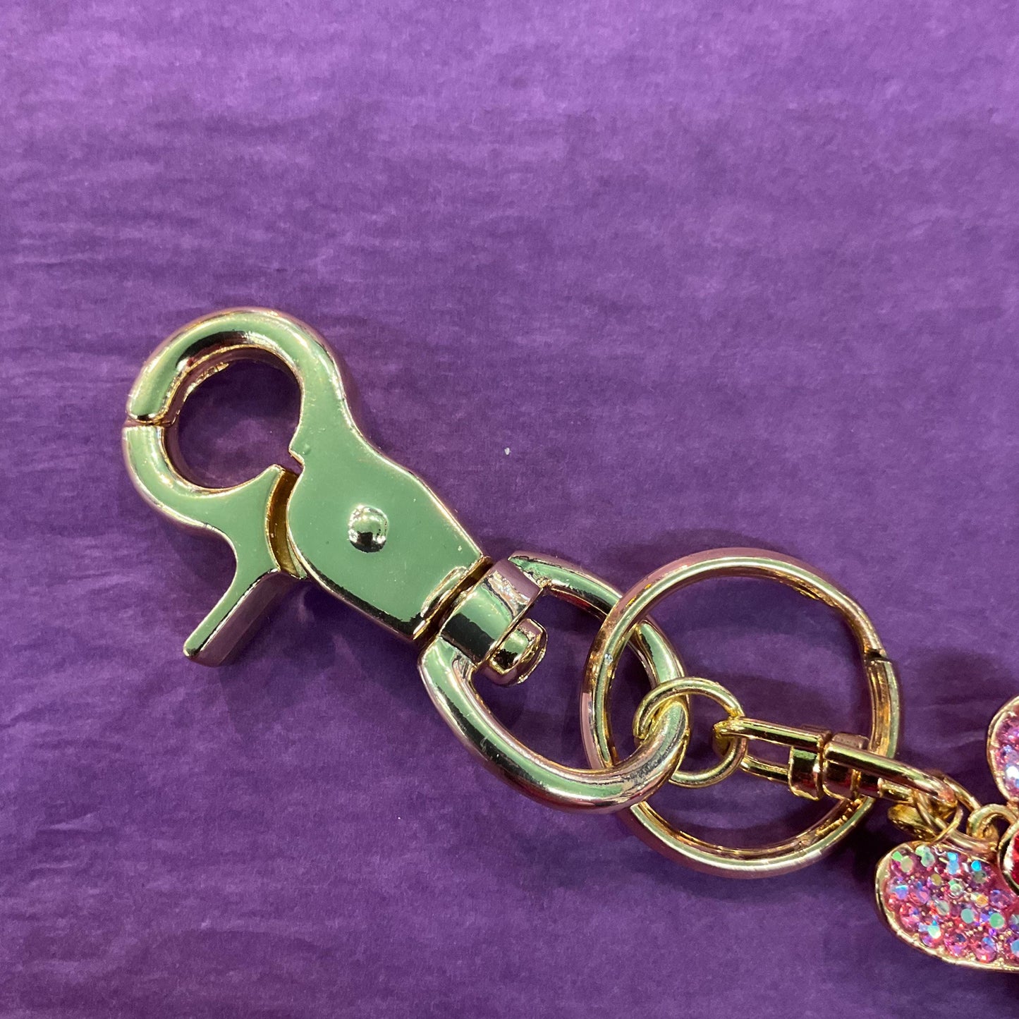 Vintage Butler and Wilson Pink Crystal Bunny Rabbit Handbag Charm or Keyring, Gold tone with Borealis Crystals and Enamel