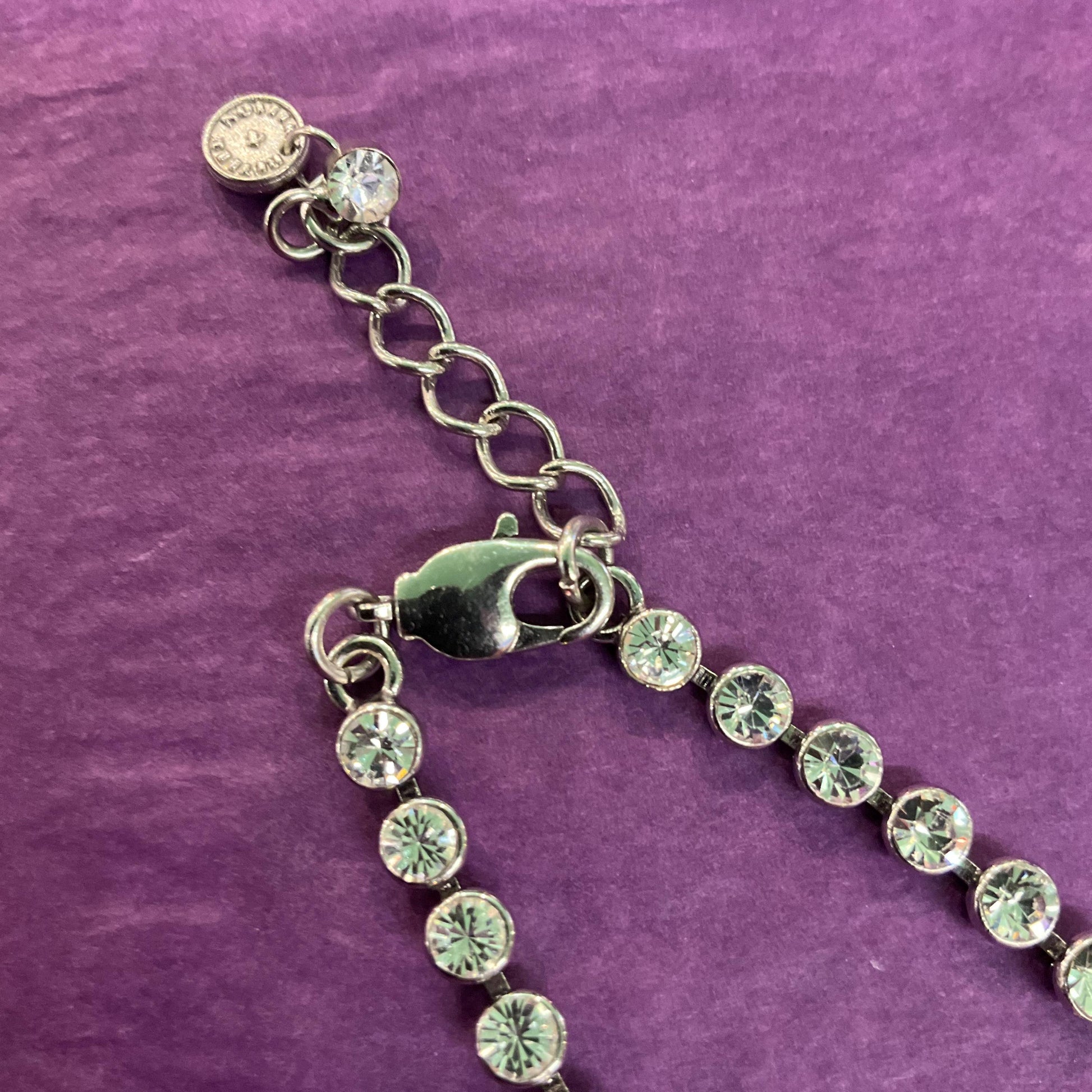 Vintage Butler and Wilson Crystal Scottie Dog Tennis Bracelet, Silver Tone with silver, red and green crystal rhinestones
