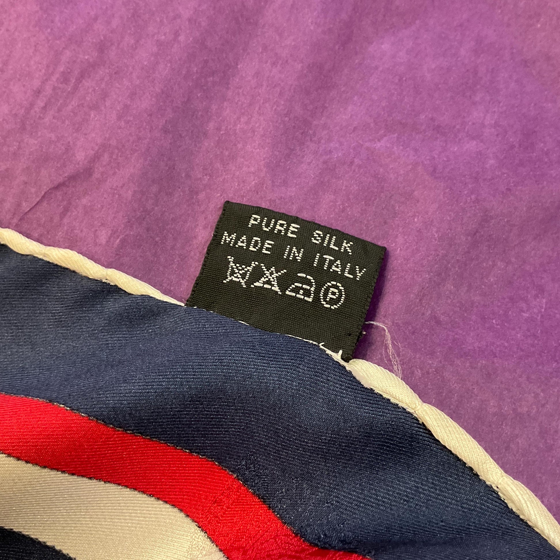 Vintage DAKS Signature Large Pure Silk Nautical Scarf in shades of Red, Green, Blue, Yellow, and Cream
