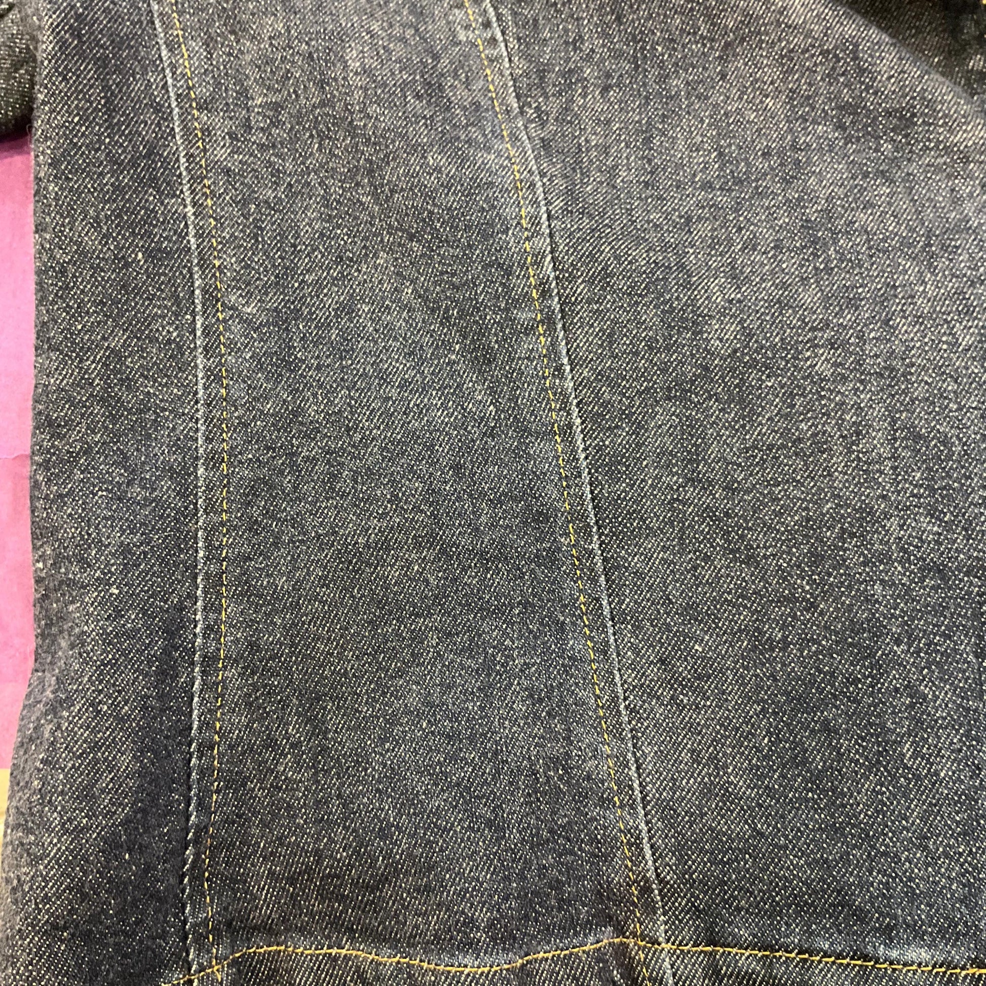 Unique Up-cycled Dark Denim Biker Style Jacket with Liberty ‘Wiltshire’ print Tana Lawm, Size UK 12