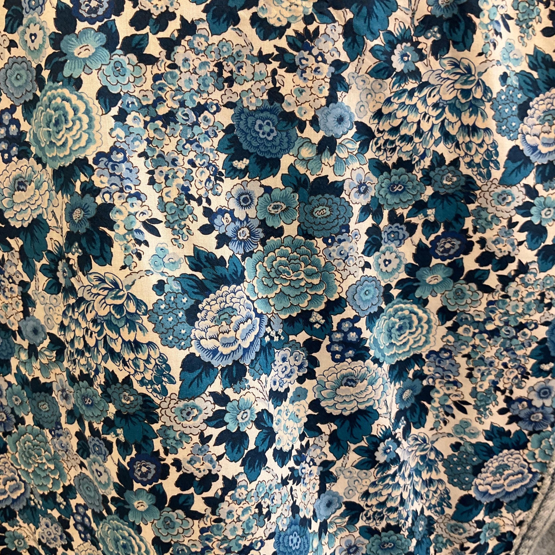 Unique Up- Cycled Vintage HUSH Pale Blue Denim Jacket with Liberty ‘Elysian Day’ Print Tana Lawn, Size UK 12