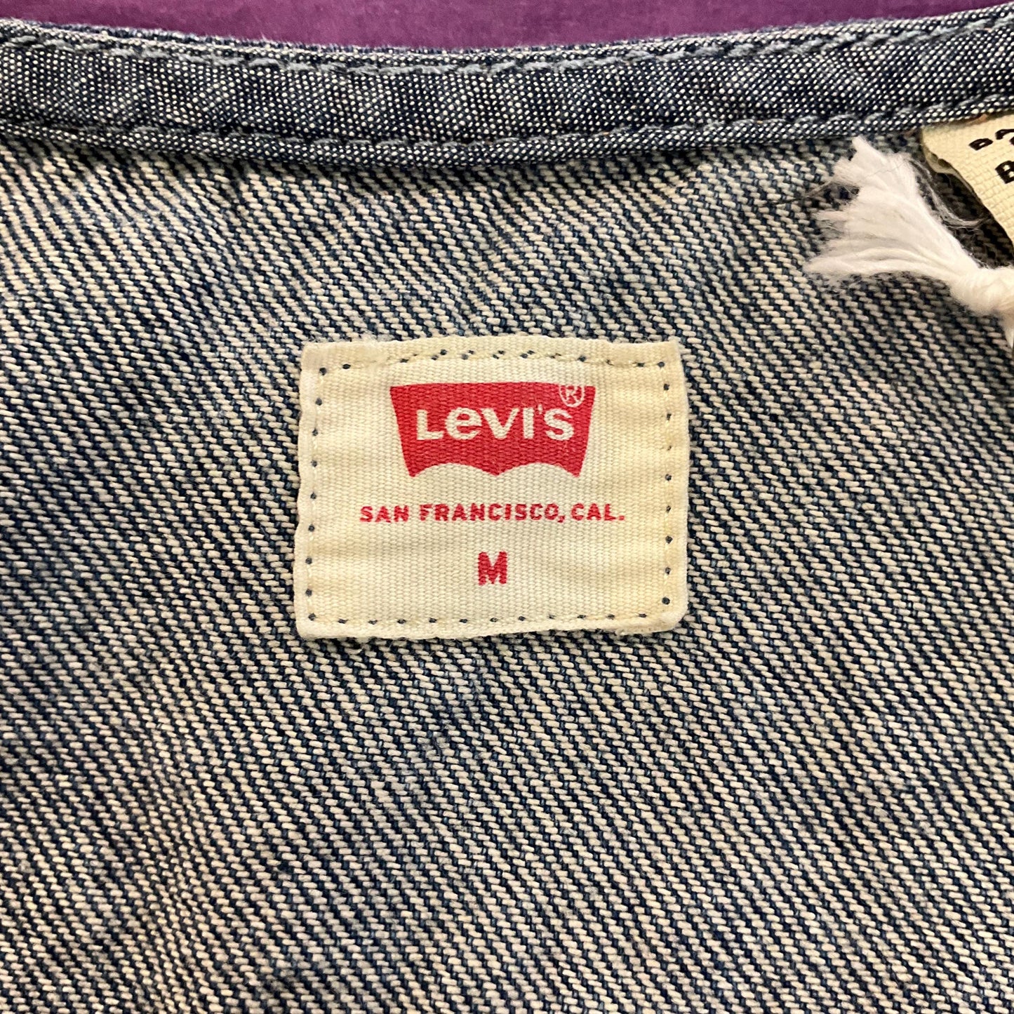 Unique Up Cycled Vintage Levi’s Denim waistcoat with Liberty ‘Lee Manor ‘ Paisley Tana Lawn, Size Uk 8/10