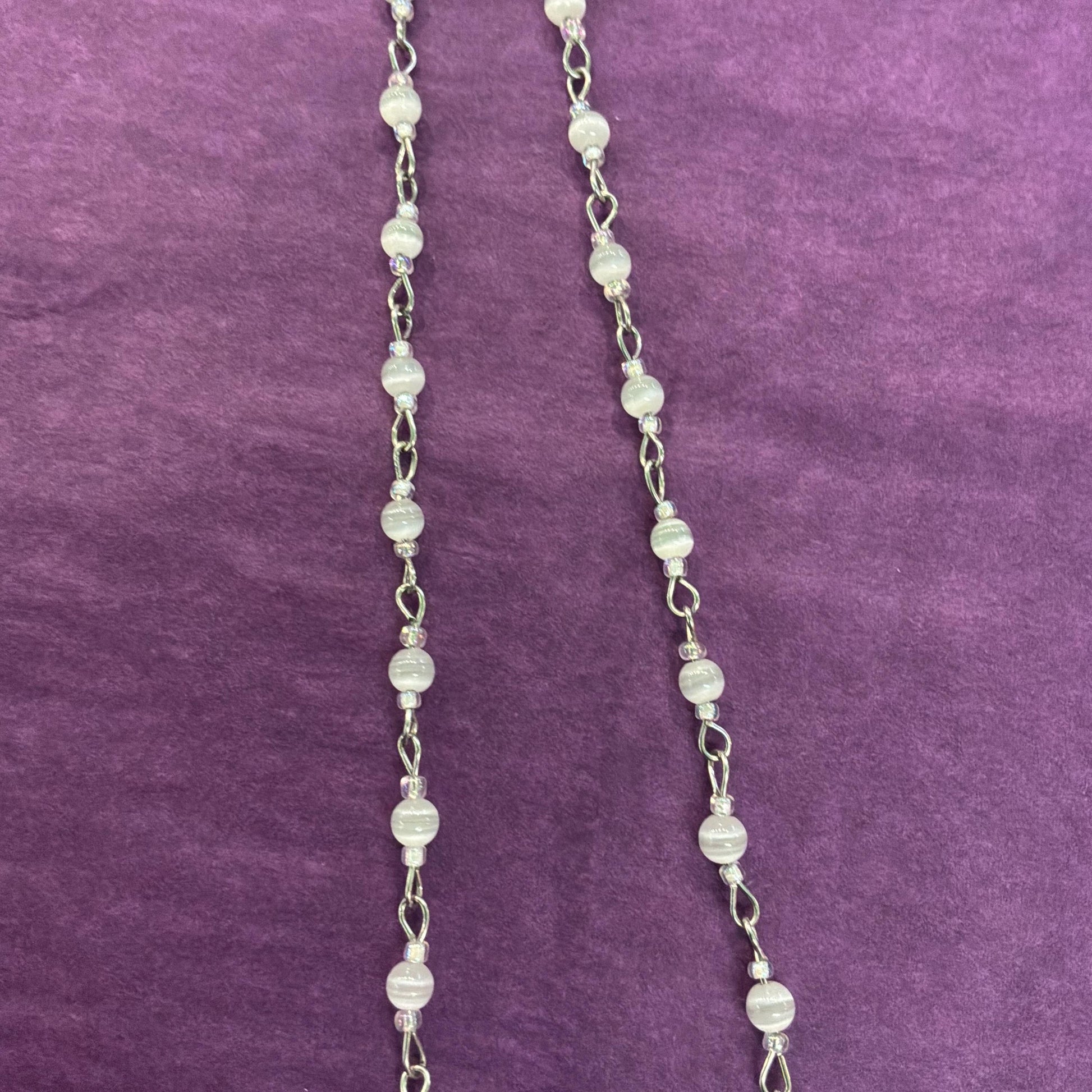 Vintage Butler and Wilson White and Ivory Fresh Water Pearl and Milk Glass Flower and Hearts ‘Y’ drop Beaded necklace, vintage wedding