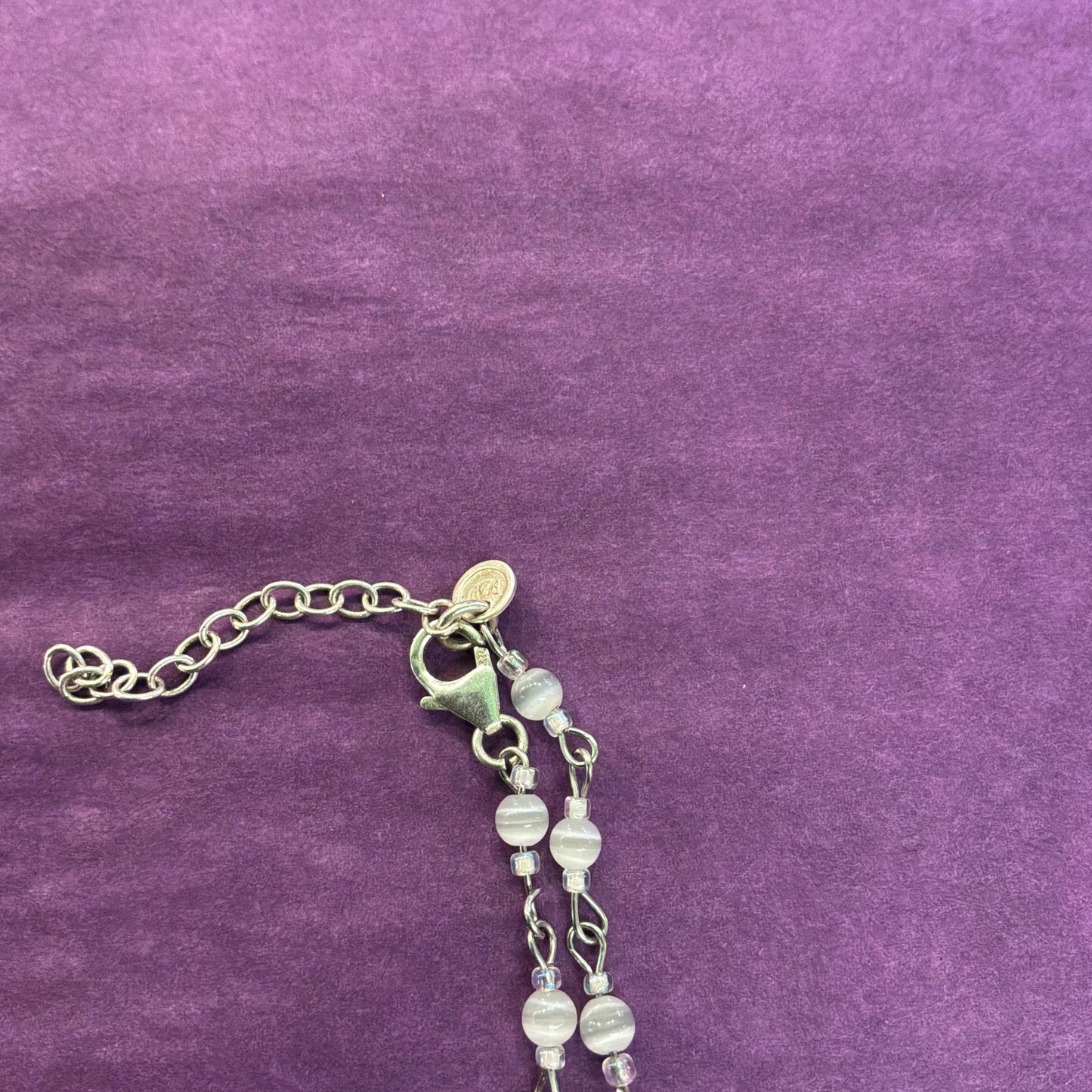 Vintage Butler and Wilson White and Ivory Fresh Water Pearl and Milk Glass Flower and Hearts ‘Y’ drop Beaded necklace, vintage wedding