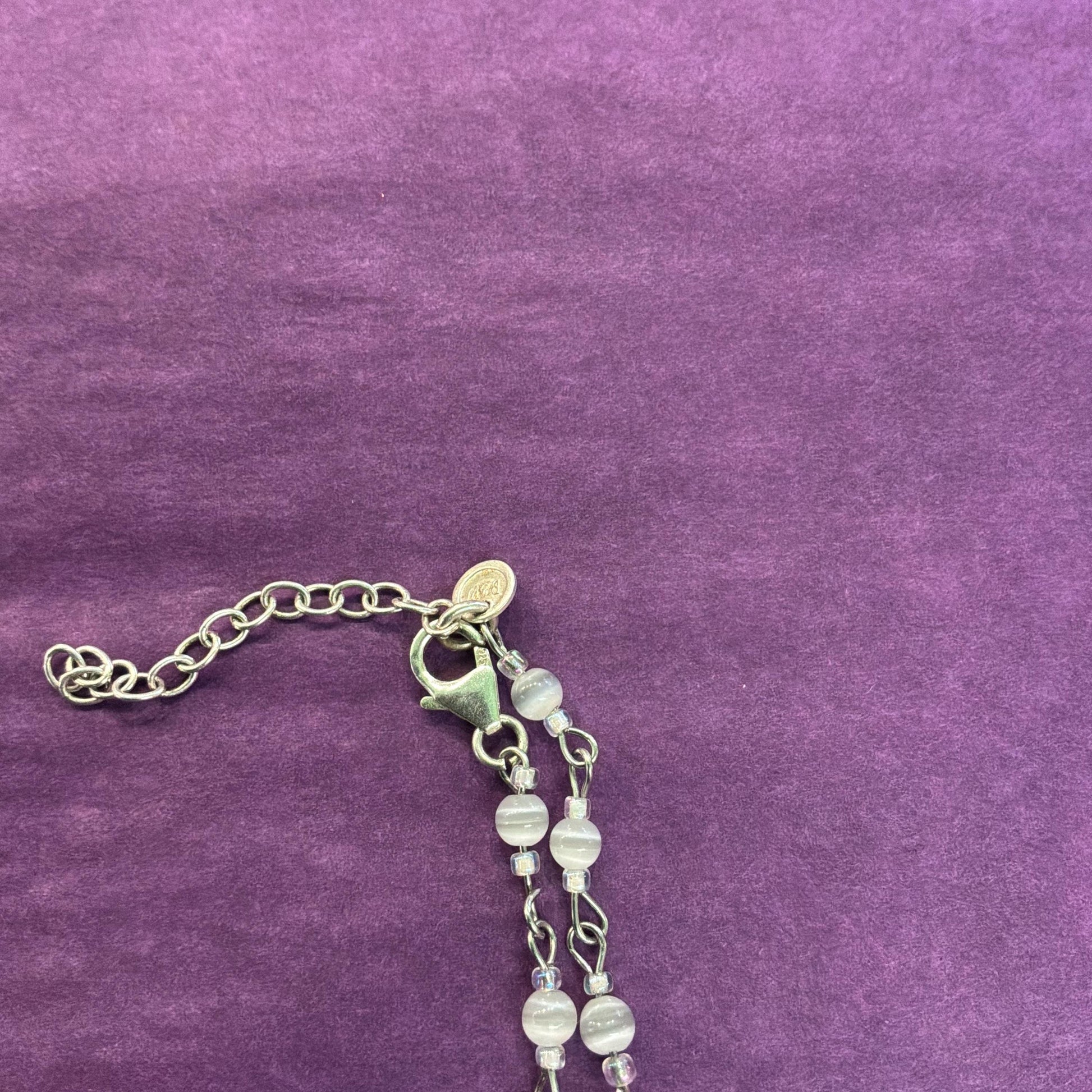 Vintage Butler and Wilson White and Ivory Fresh Water Pearl and Milk Glass Flower and Hearts ‘Y’ drop Beaded necklace, vintage wedding