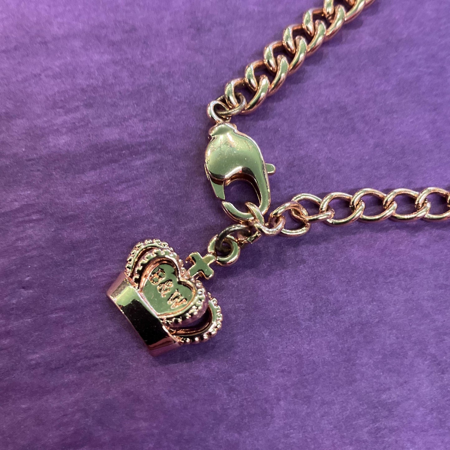 Vintage Butler and Wilson Rose Gold Tone Pink Donut Crystal Necklace, Aurora Borealis and Silver Rhinestones