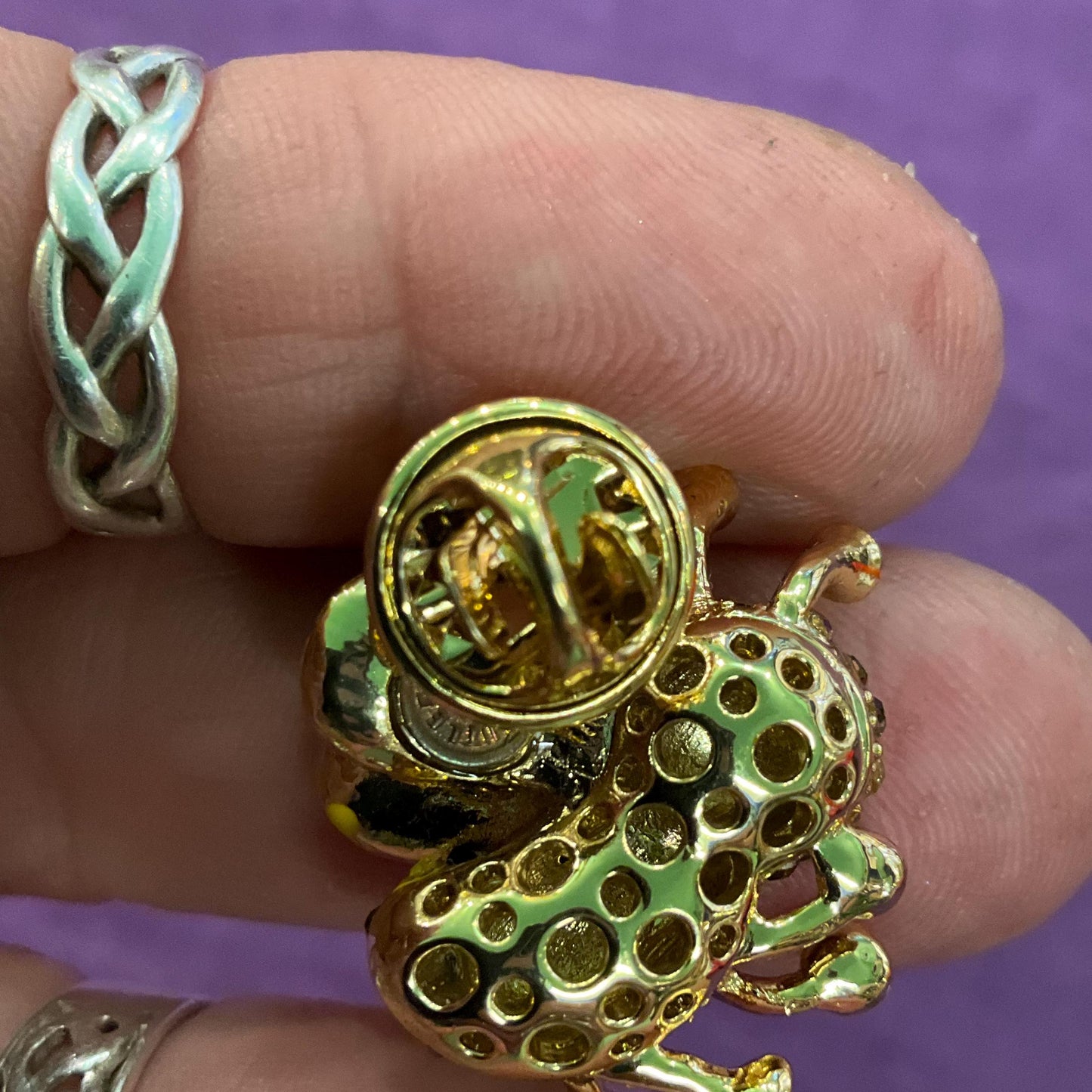 Vintage Butler and Wilson Crystal Bee Lapel/ Dress Pin , Gold tone with yellow, bronze and black rhinestones, Sustainable gift