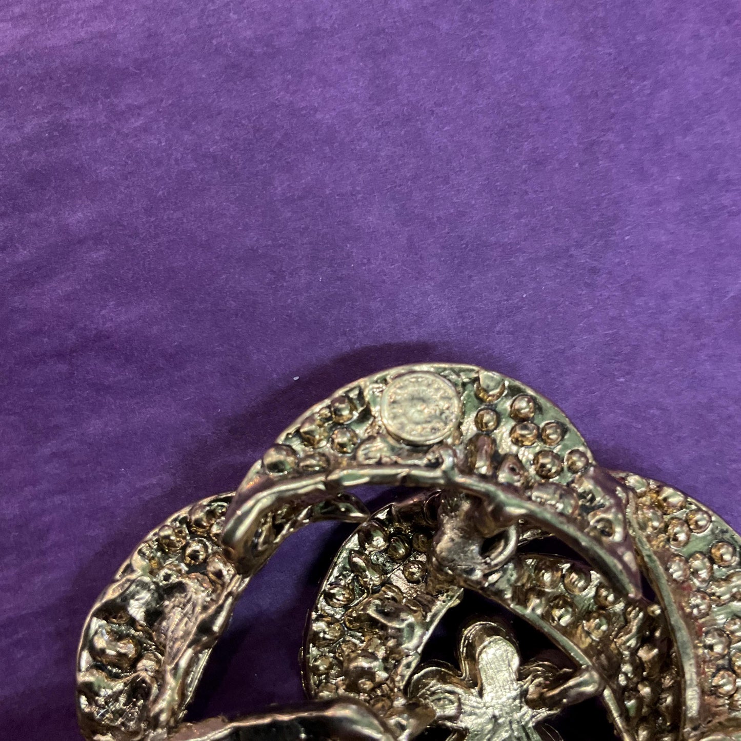 Vintage Butler and Wilson Large Silver Crystal Rose Corsage Brooch, Gold Tone Metal with Aurora Borealis Crystals
