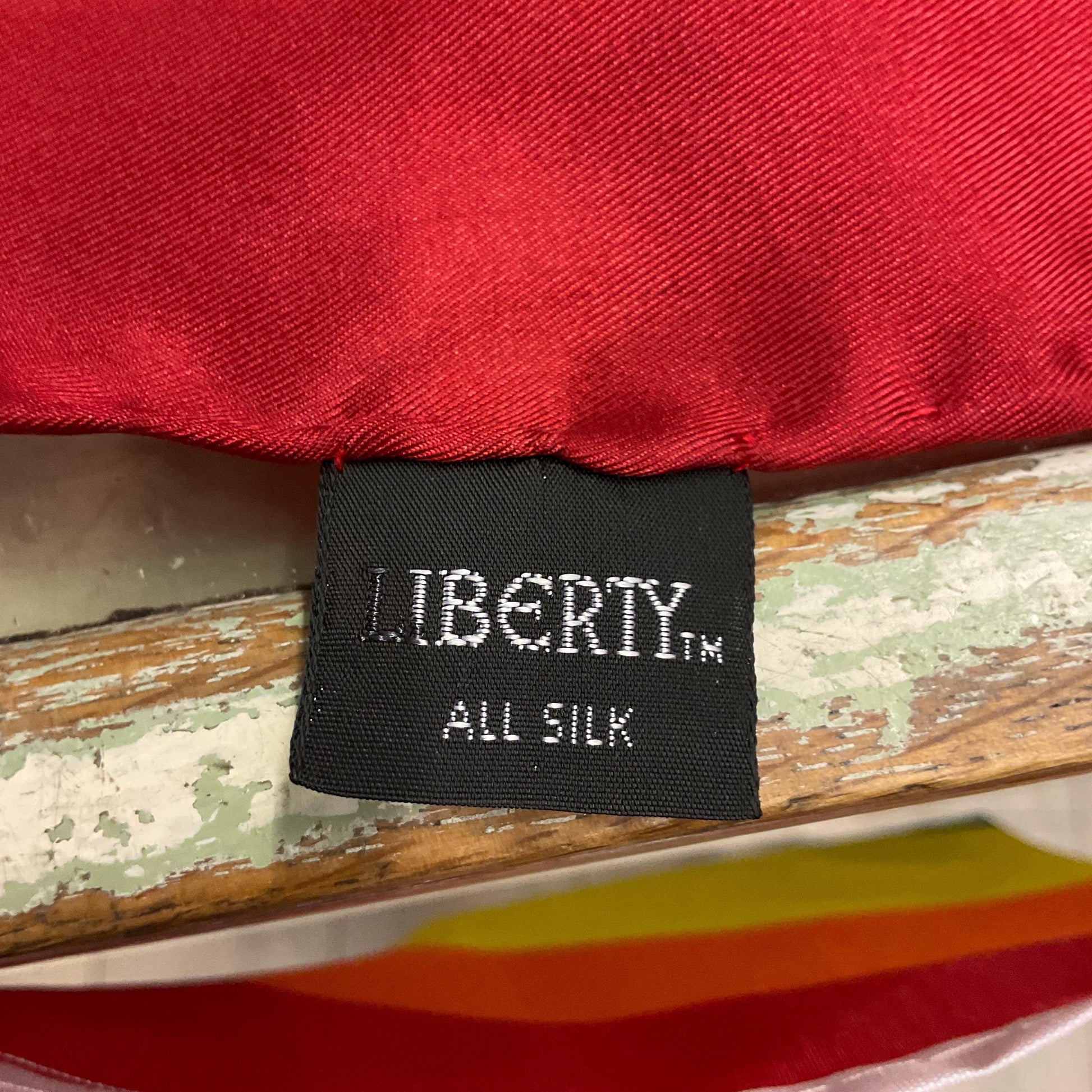 Vintage Liberty Pure Silk Paisley Scarf, intricate print in shades of red, gold and blue, Hand rolled, Sustainable gift