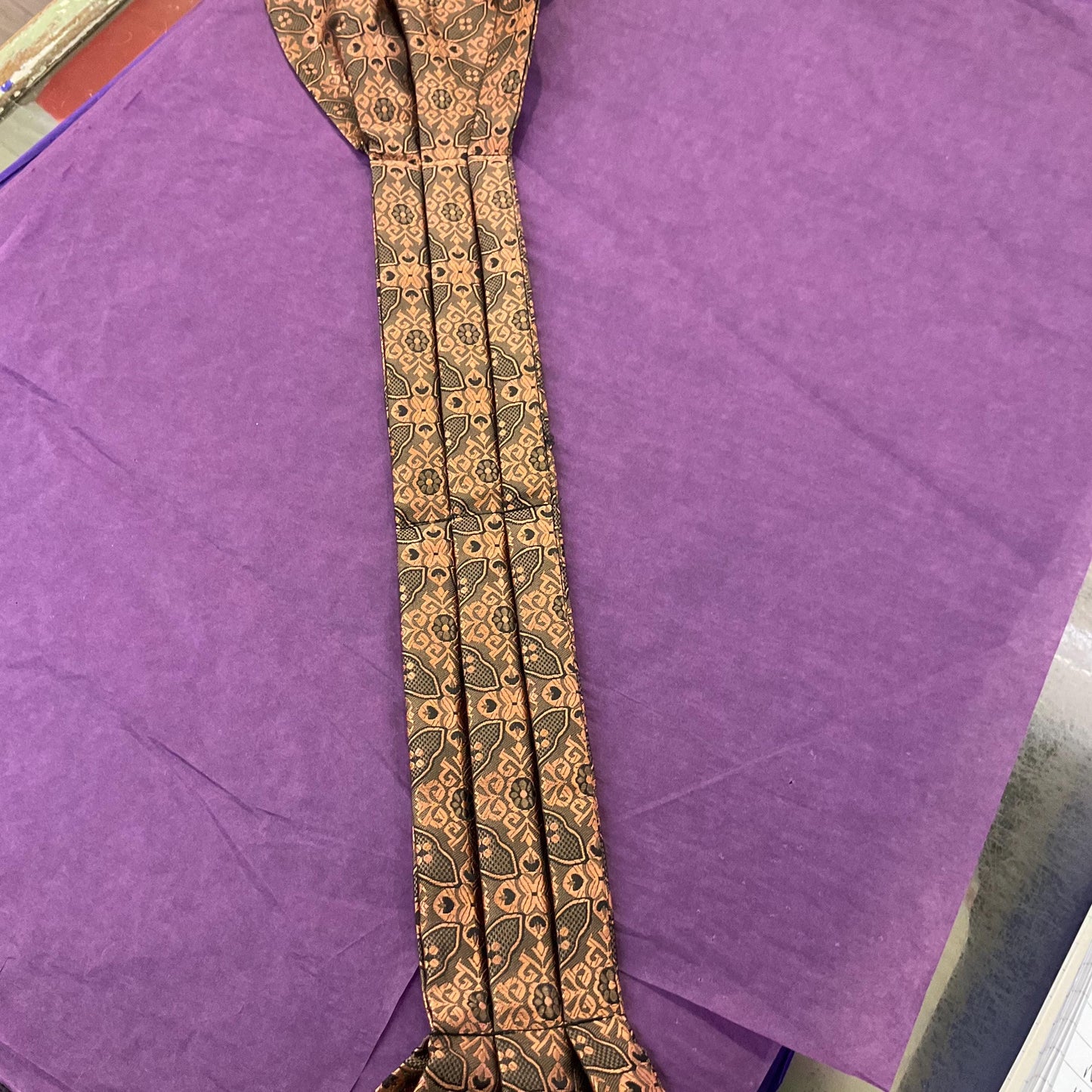 Vintage 1950s/60s Copper Brocade Gents Cravat , copper bronze and black, Vintage Man, Sustainable Gift