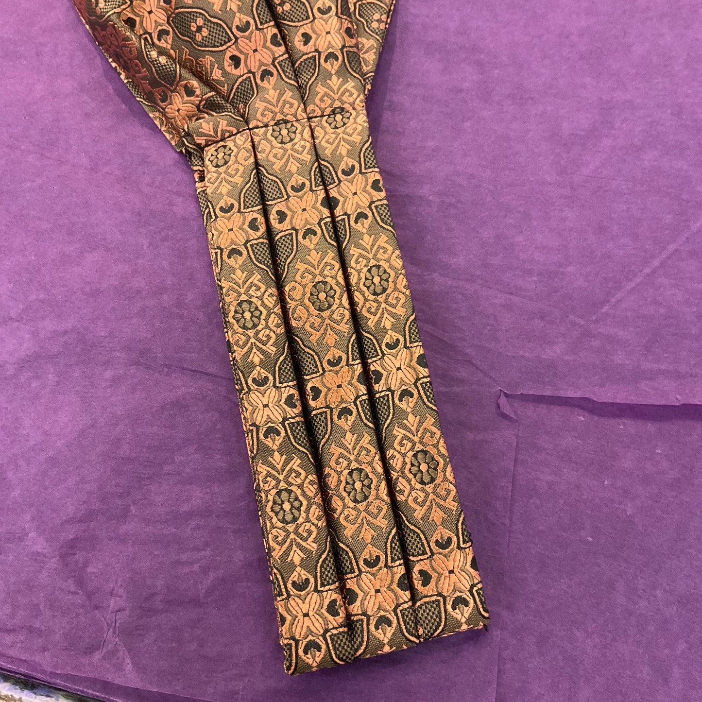 Vintage 1950s/60s Copper Brocade Gents Cravat , copper bronze and black, Vintage Man, Sustainable Gift