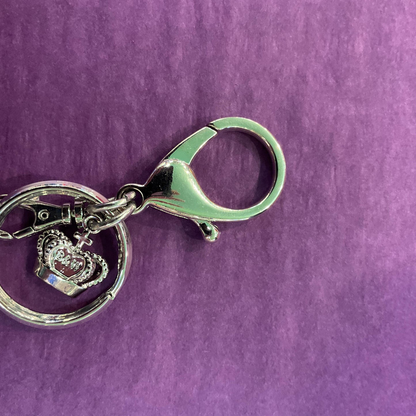 Vintage Butler and Wilson Crystal Teddy Bear Handbag Charm and Keyring, Silver tone with Aurora Borealis Large crystals
