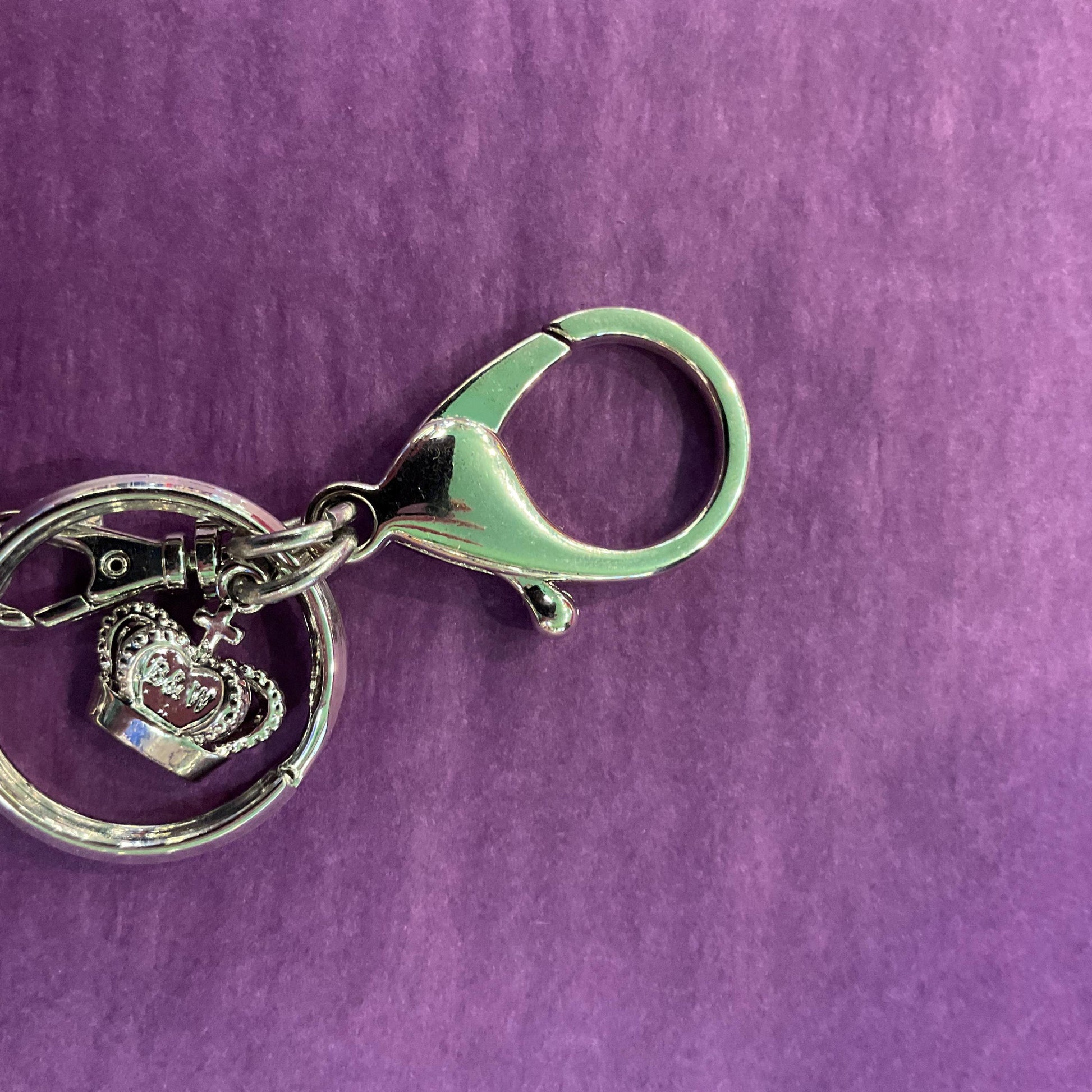 Vintage Butler and Wilson Crystal Teddy Bear Handbag Charm and Keyring, Silver tone with Aurora Borealis Large crystals