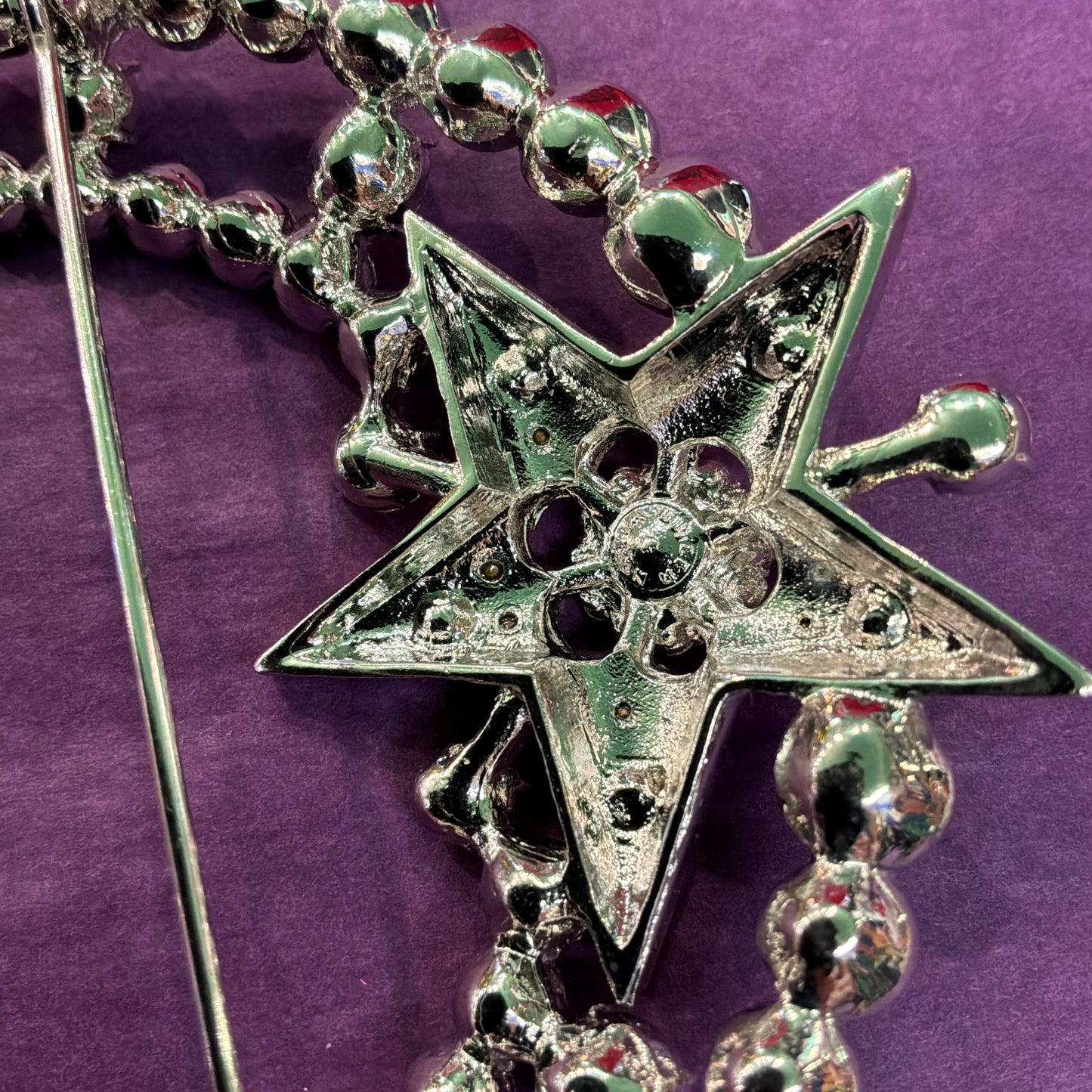 Vintage Butler and Wilson Statement Crystal Moon and Star Large Brooch, Aurora Borealis Rainbow Crystals