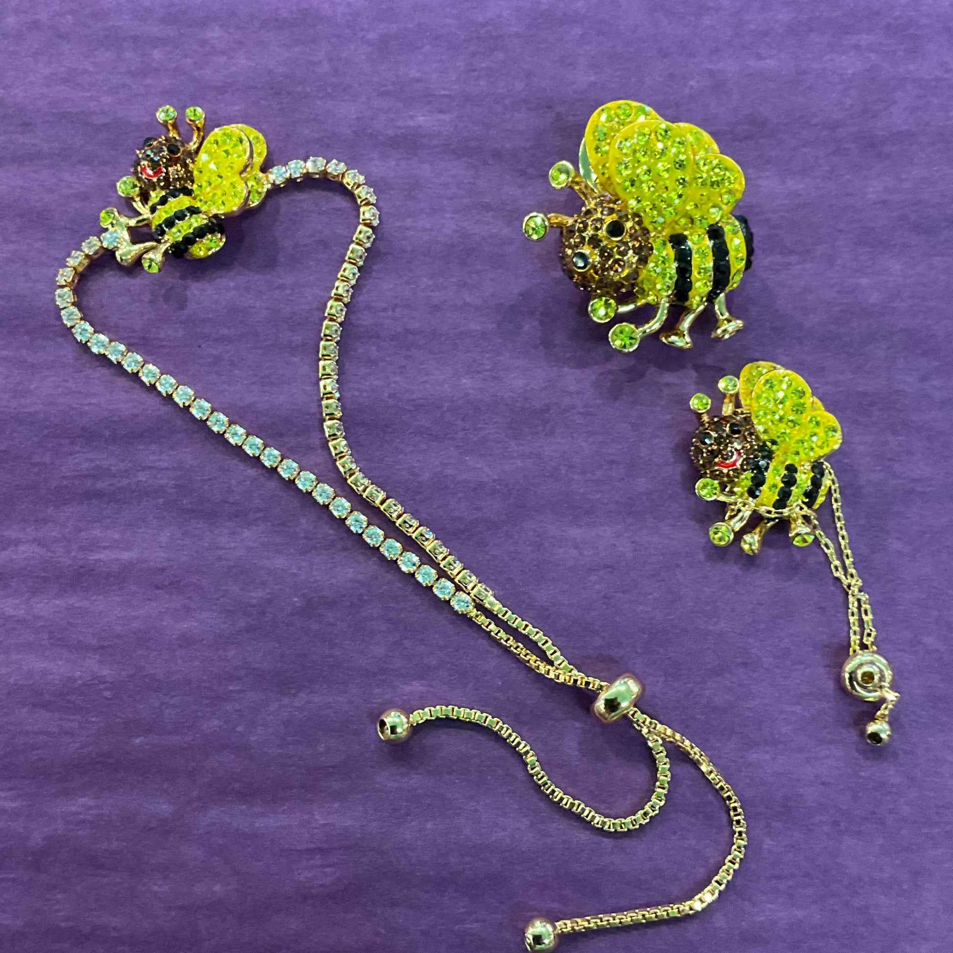 Vintage Butler and Wilson Crystal Bee Lapel/ Dress Pin , Gold tone with yellow, bronze and black rhinestones, Sustainable gift