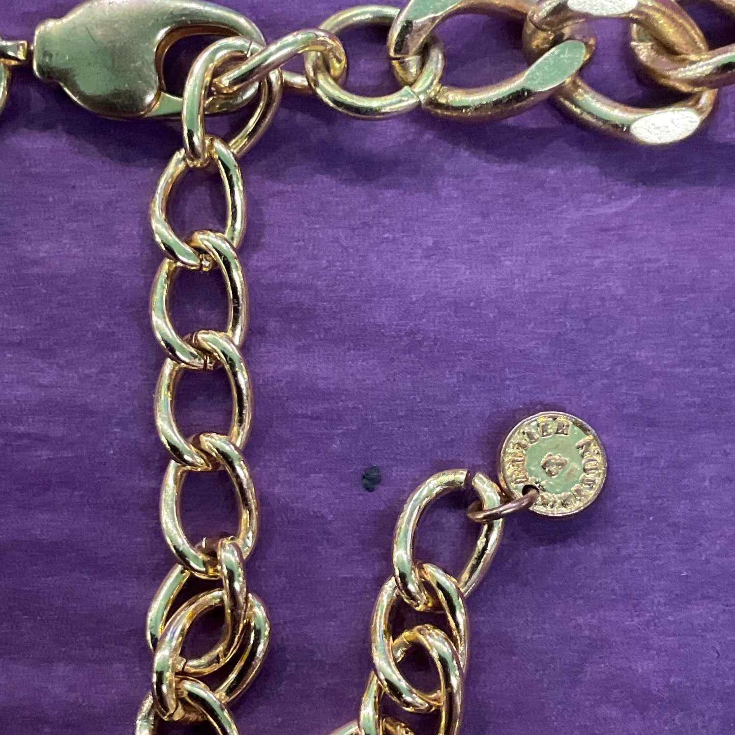 Vintage Butler and Wilson Statement Crystal Chain Link Necklace, Gold tone with silver and Aurora Borealis rhinestones