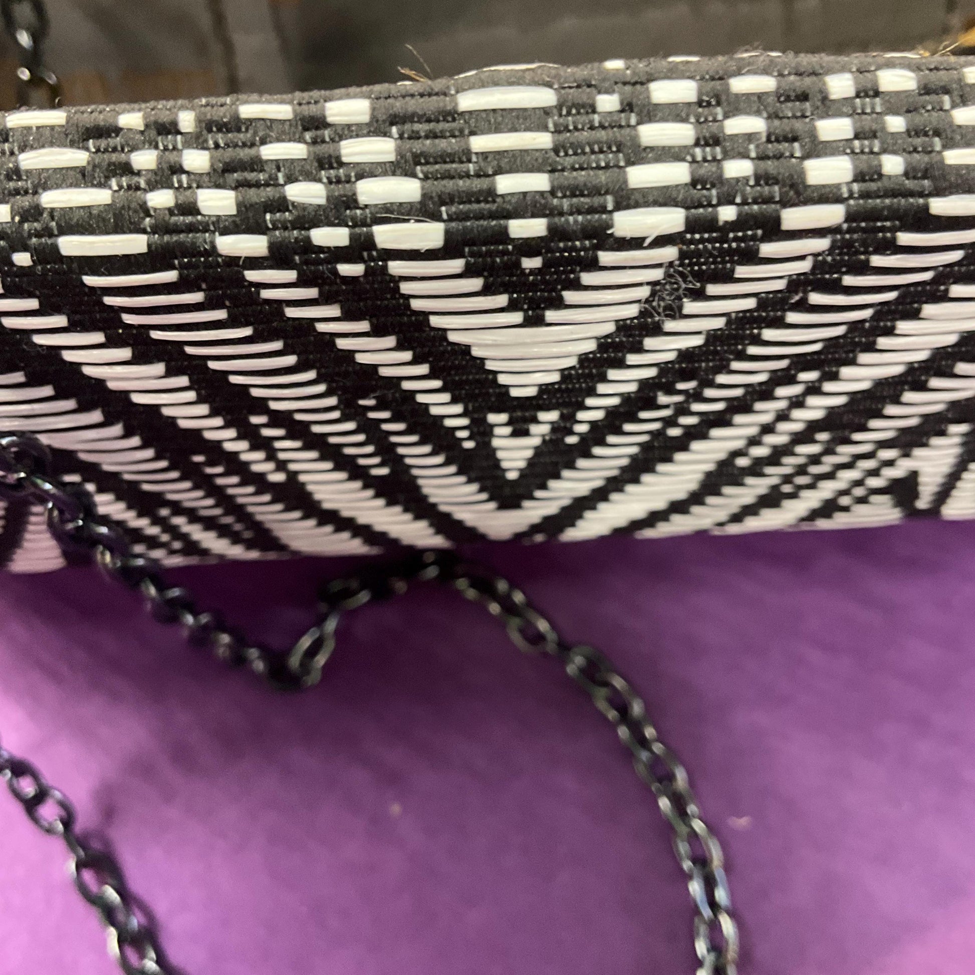 Vintage Butler and Wilson Black and White Boxy Zebra Stripe Clutch or Shoulder Evening Bag
