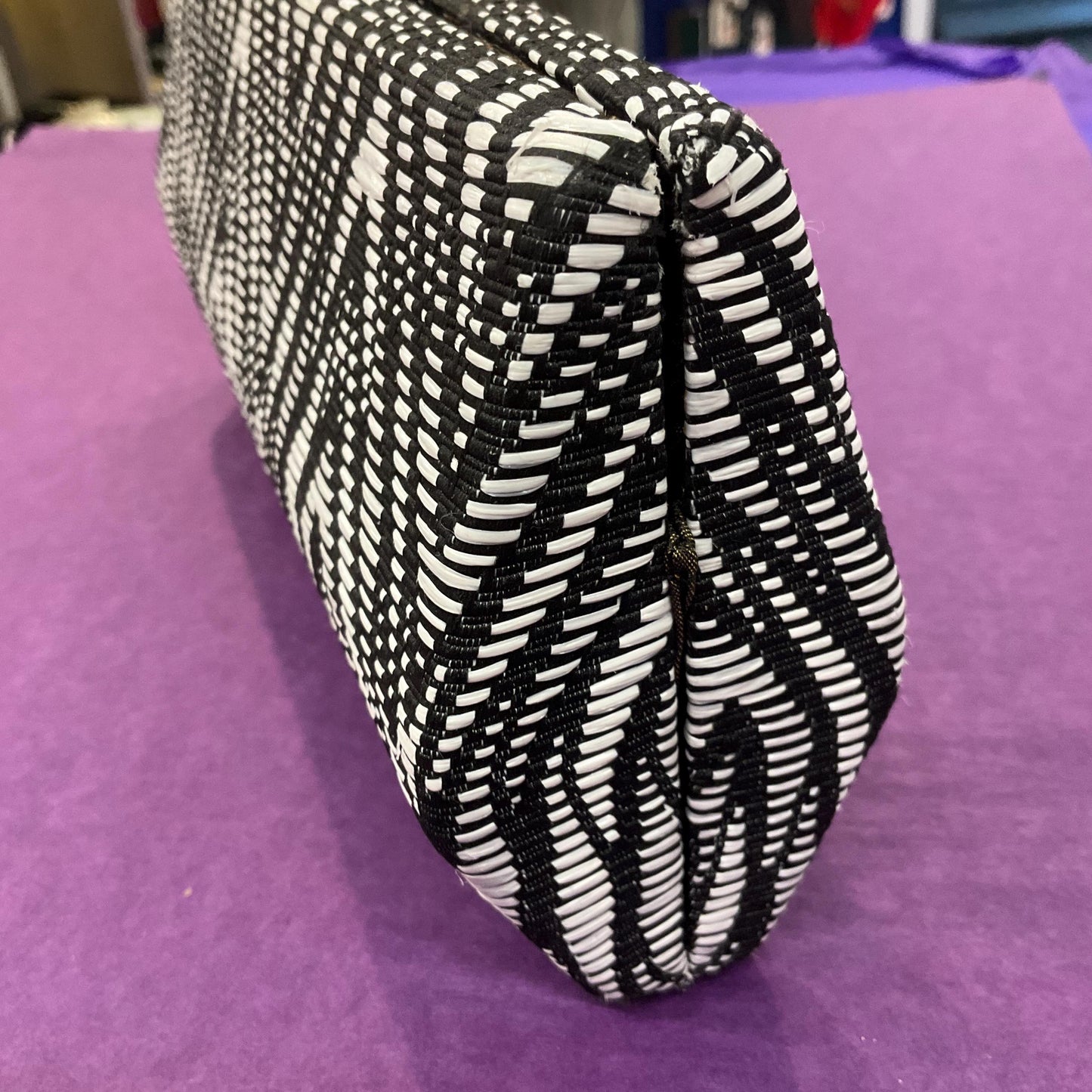 Vintage Butler and Wilson Black and White Boxy Zebra Stripe Clutch or Shoulder Evening Bag