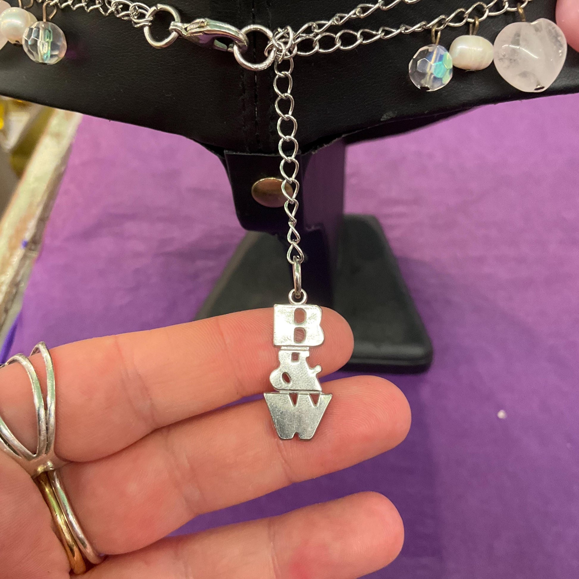 Vintage Butler and Wilson Bohemian Twin Row Gemstone and Crystal Necklace, Fresh Water Pearls, Rose Quartz and Crystal Beads