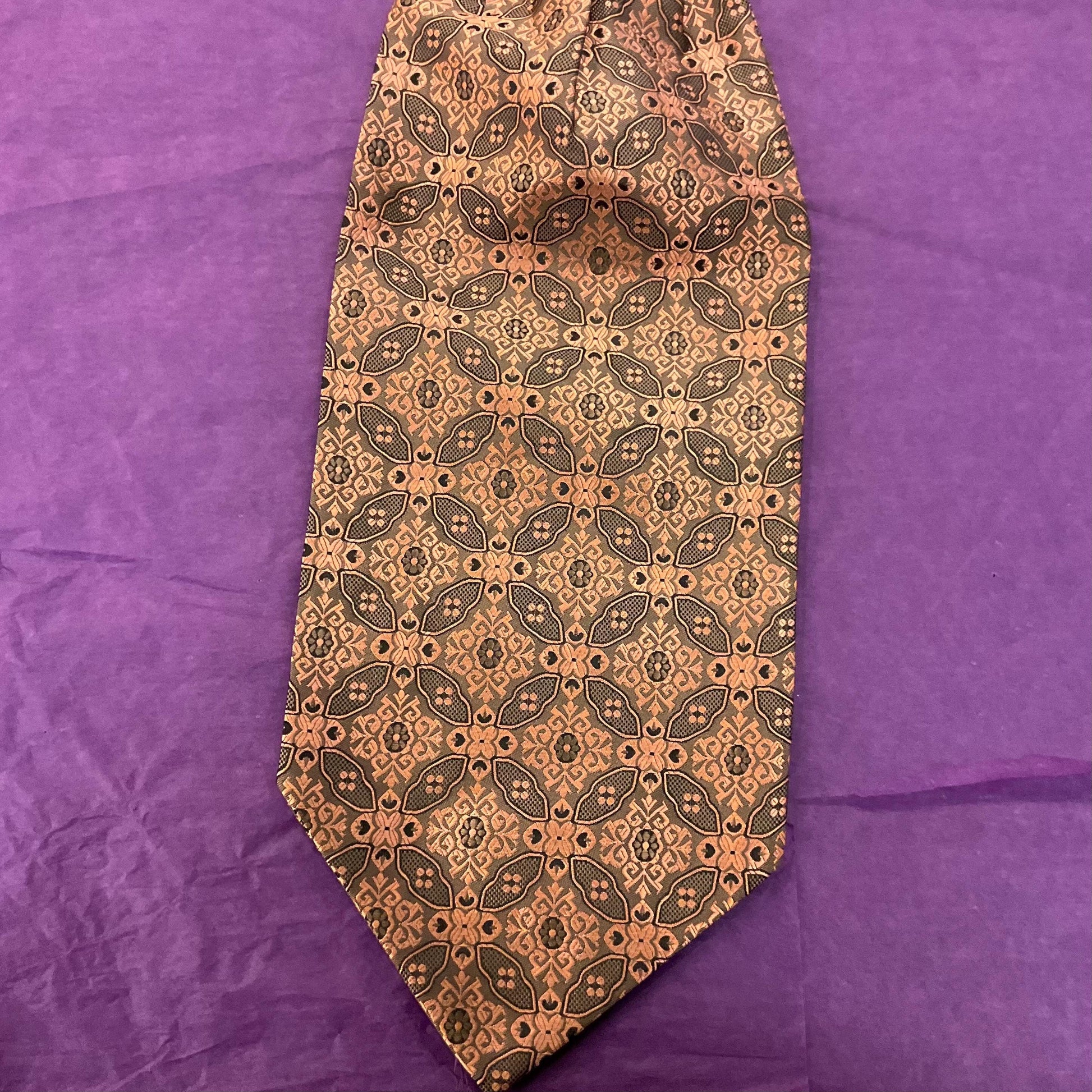 Vintage 1950s/60s Copper Brocade Gents Cravat , copper bronze and black, Vintage Man, Sustainable Gift