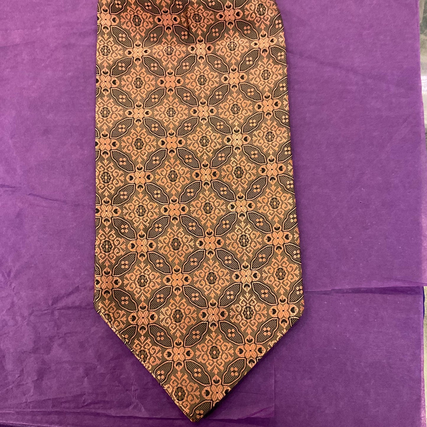 Vintage 1950s/60s Copper Brocade Gents Cravat , copper bronze and black, Vintage Man, Sustainable Gift