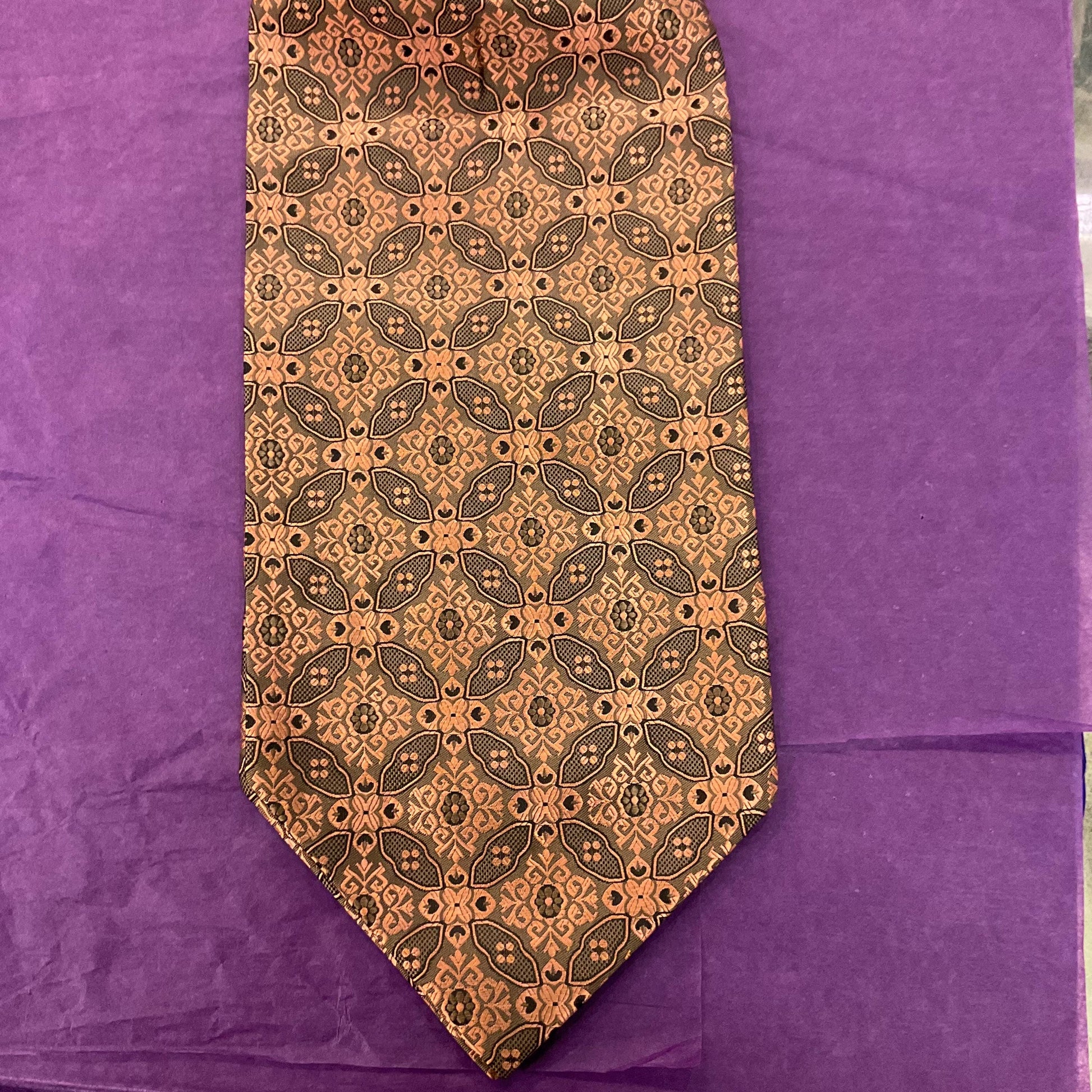 Vintage 1950s/60s Copper Brocade Gents Cravat , copper bronze and black, Vintage Man, Sustainable Gift