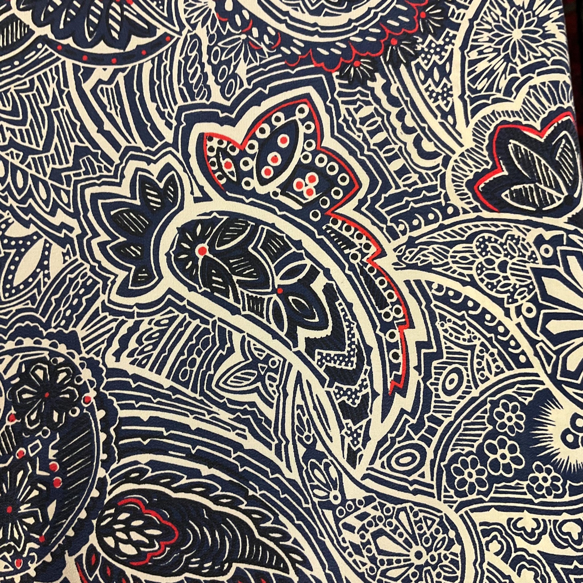 Vintage 1980s Large JAEGER Pure Silk Paisley Scarf, shades of blue, black, red and Cream