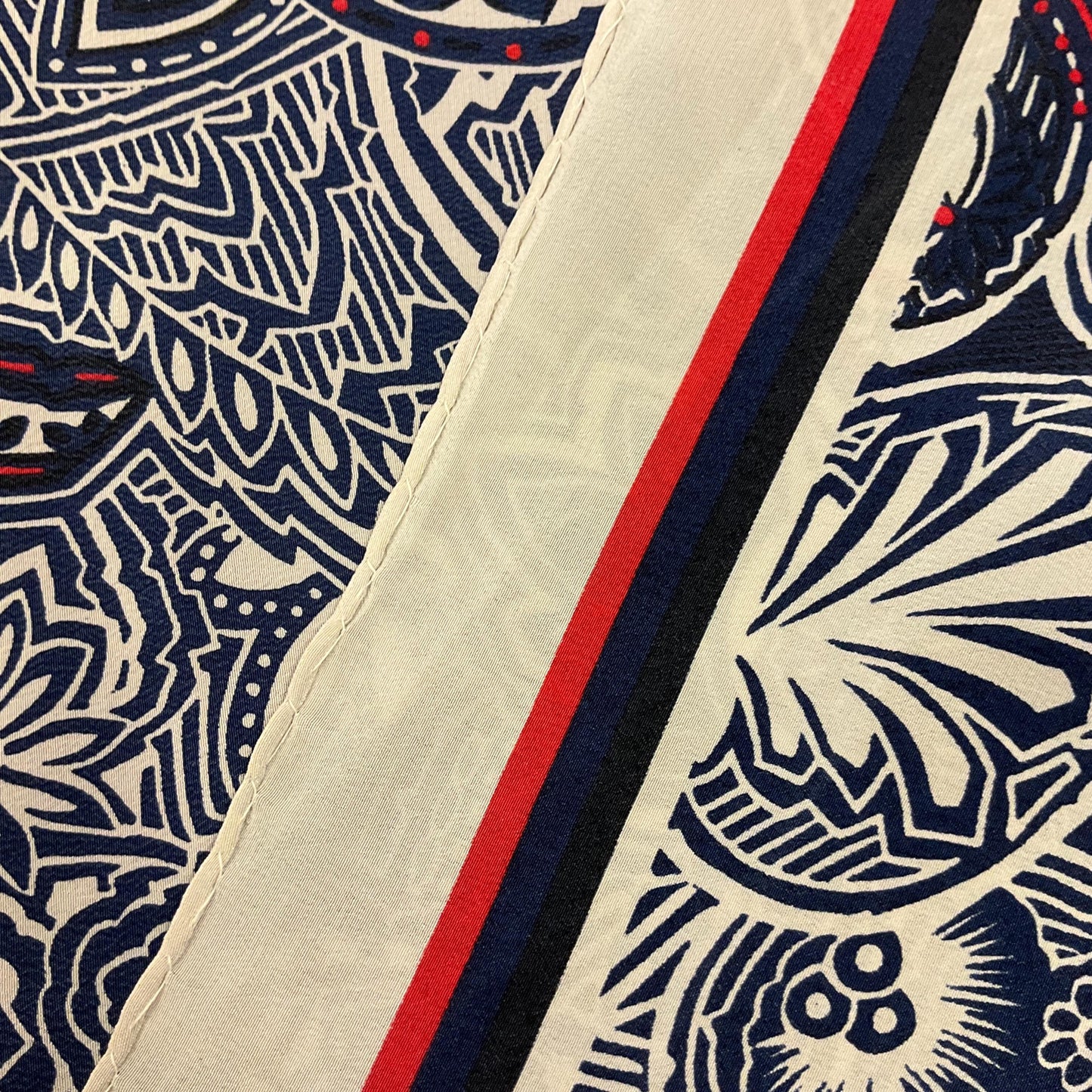 Vintage 1980s Large JAEGER Pure Silk Paisley Scarf, shades of blue, black, red and Cream