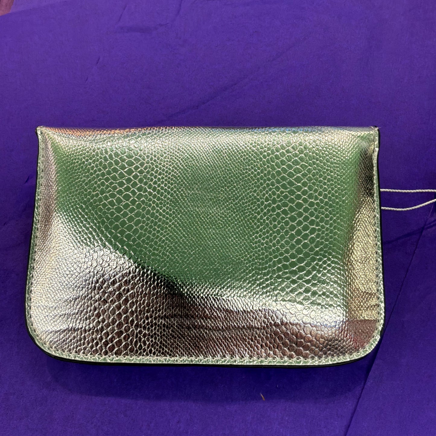 Vintage Crystal Faux Leather Clutch/ Shoulder Bag, silver with multicoloured crystals , unused with original tags