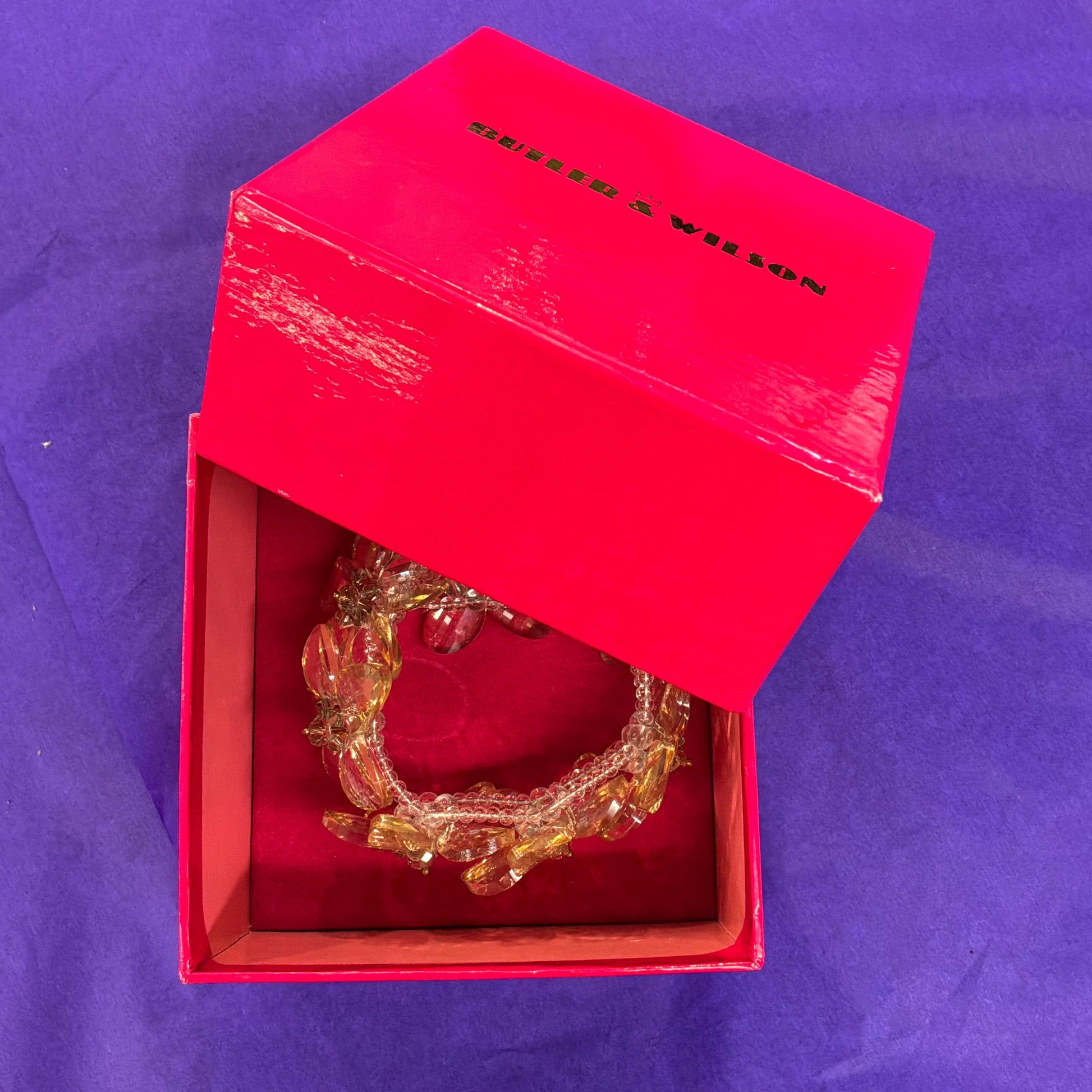 Vintage Butler and Wilson Champange/ Pale Gold Statement Floral Crystal Bracelet , Chequerboard cut Crystal
