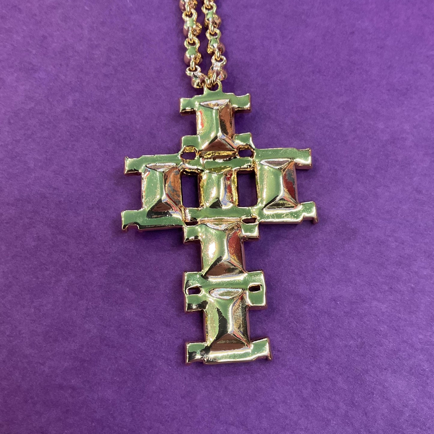 Vintage Butler and Wilson Art Deco Style Crystal Cross Statement Pendant Necklace