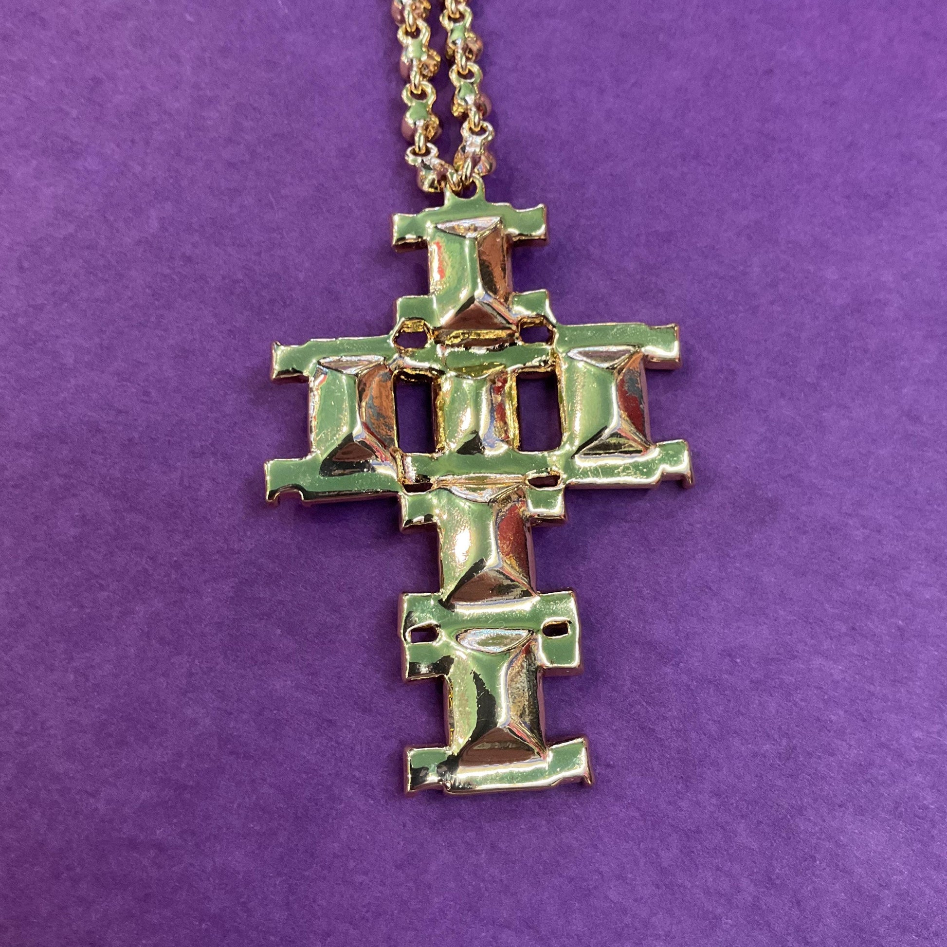 Vintage Butler and Wilson Art Deco Style Crystal Cross Statement Pendant Necklace