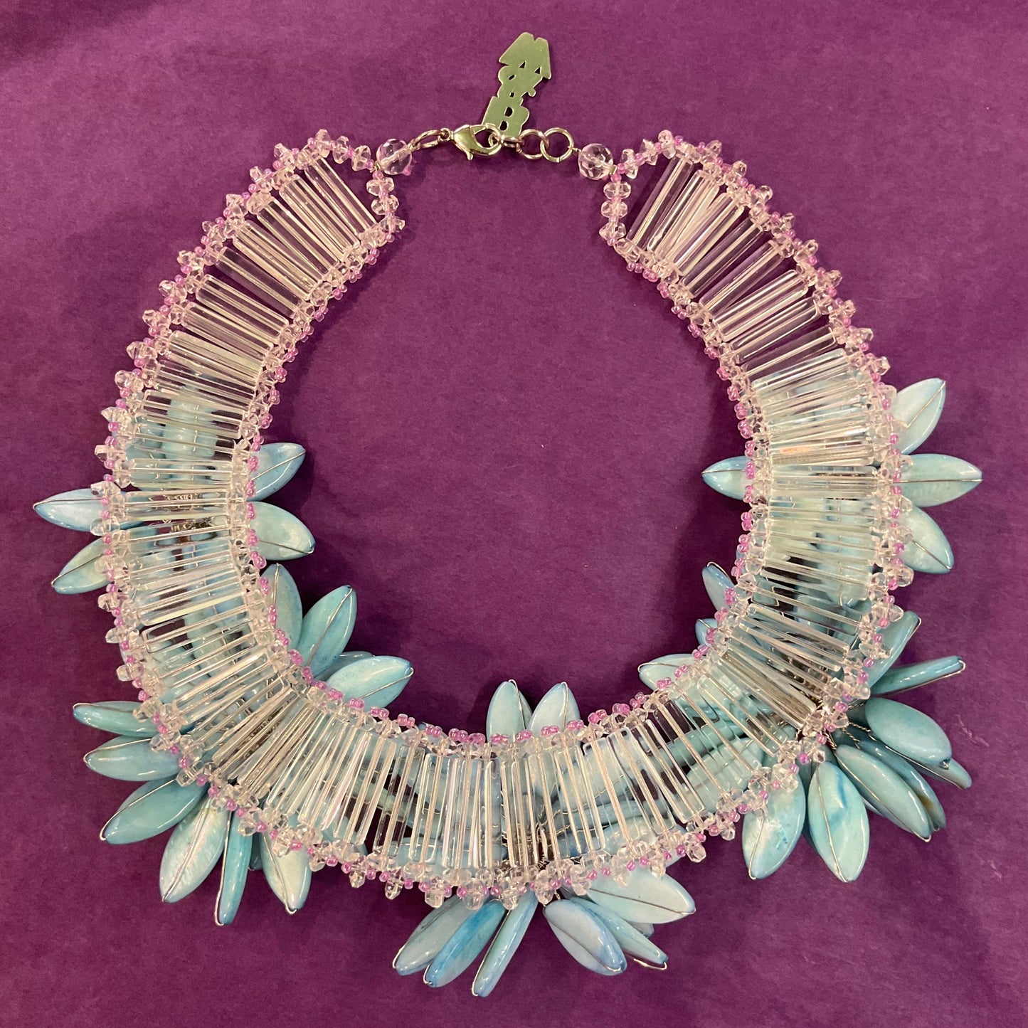 Vintage Butler and Wilson Mother of Pearl, Freshwater Pearl and Crystal Statement Floral Necklace