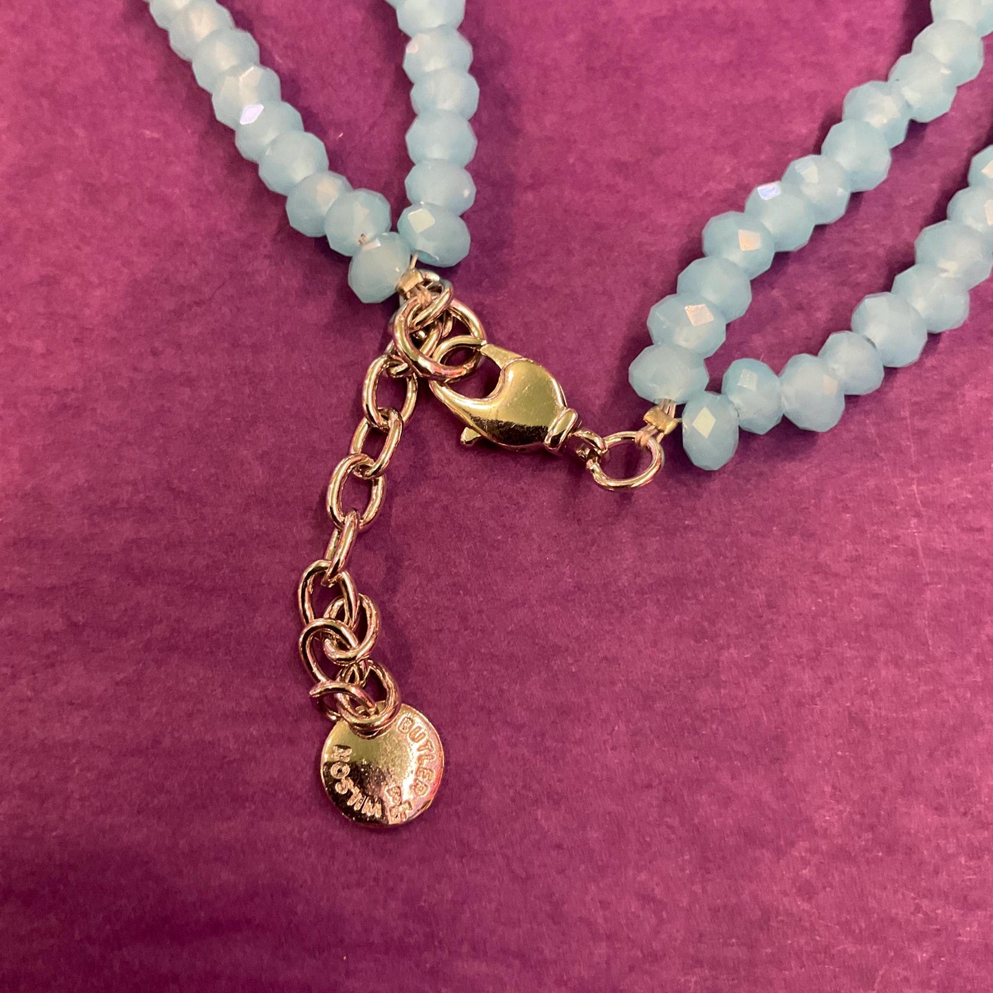 Vintage Butler and Wilson Blue Crystal Floral Twin Row Crystal Necklace