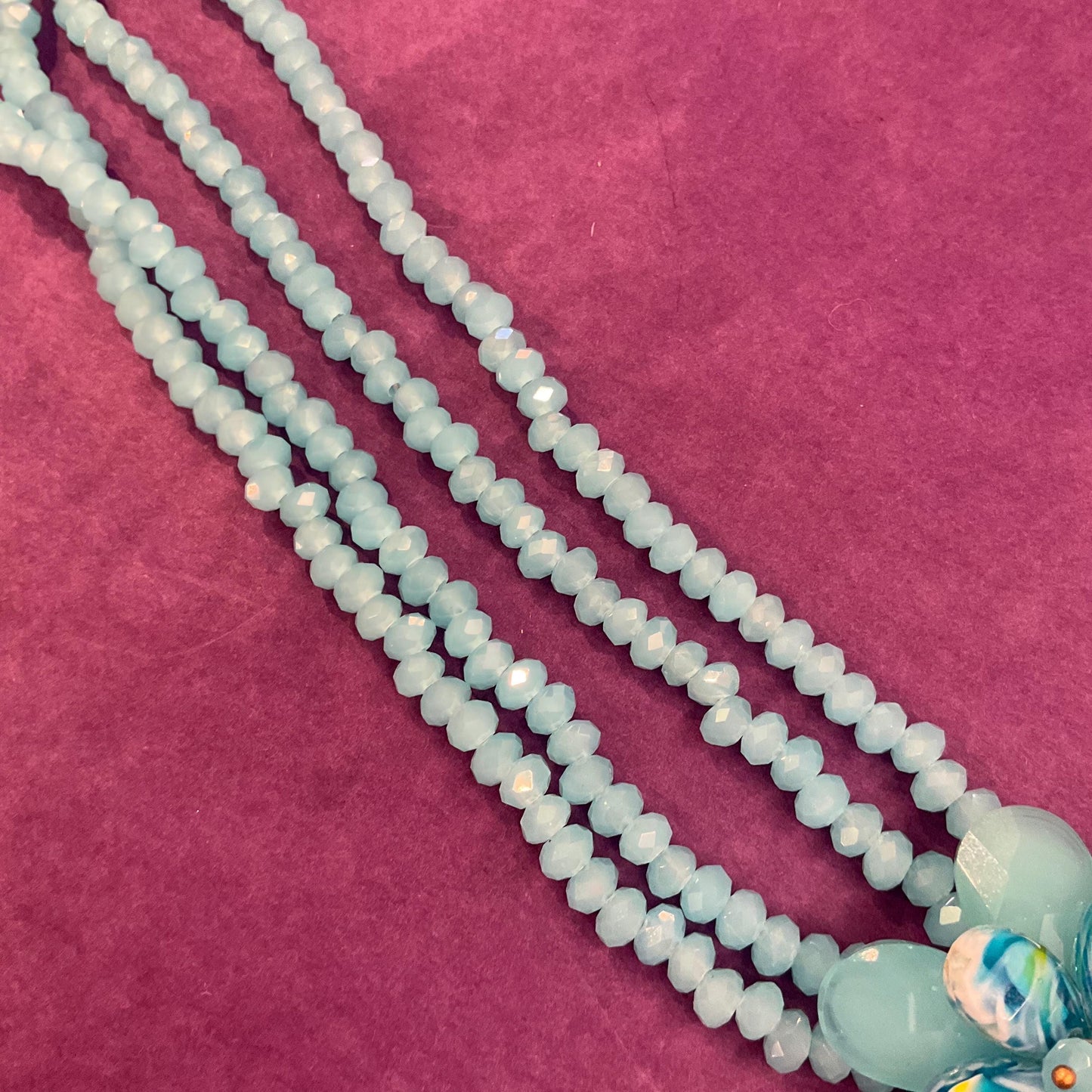 Vintage Butler and Wilson Blue Crystal Floral Twin Row Crystal Necklace