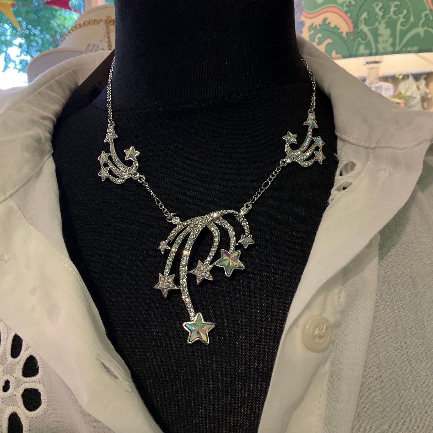 Vintage Butler and Wilson Celestial Shooting Stars Crystal Necklace