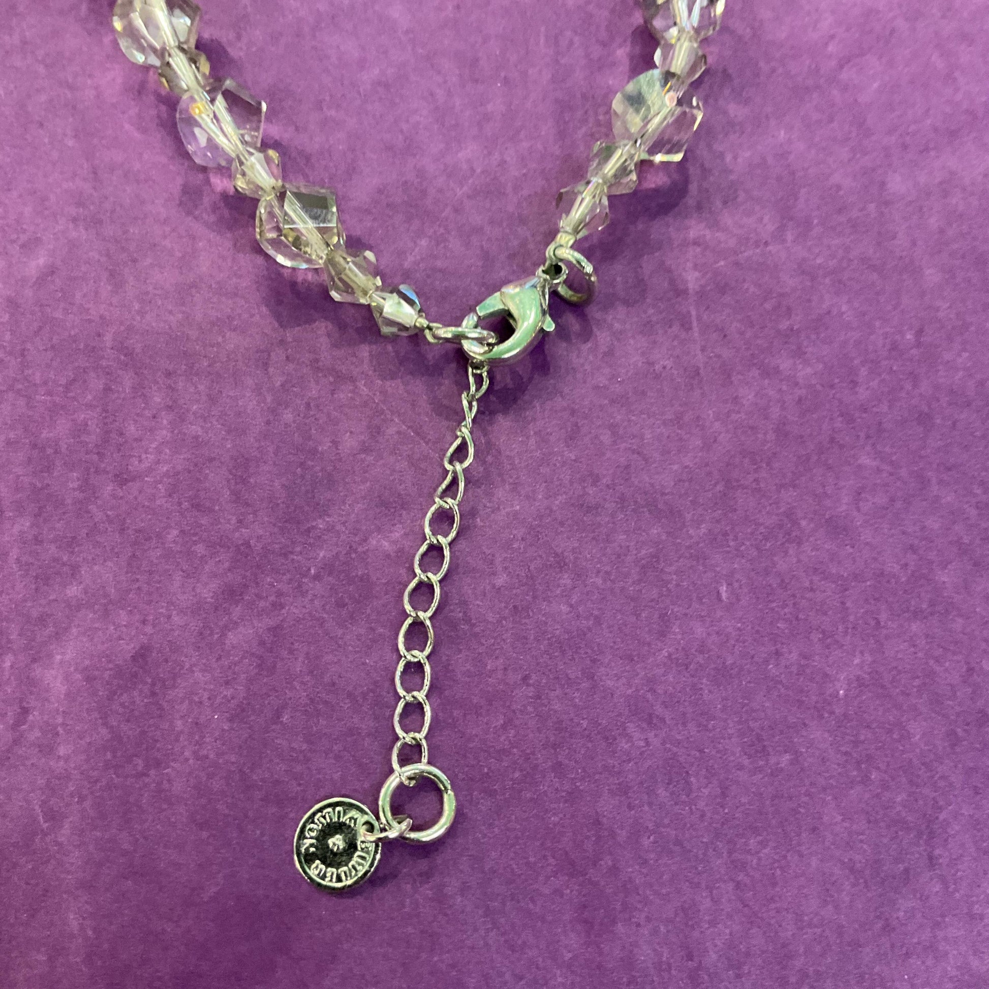 Vintage Butler and Wilson Purple and Pewter Crystal Beaded Floral Necklace and Earring Set